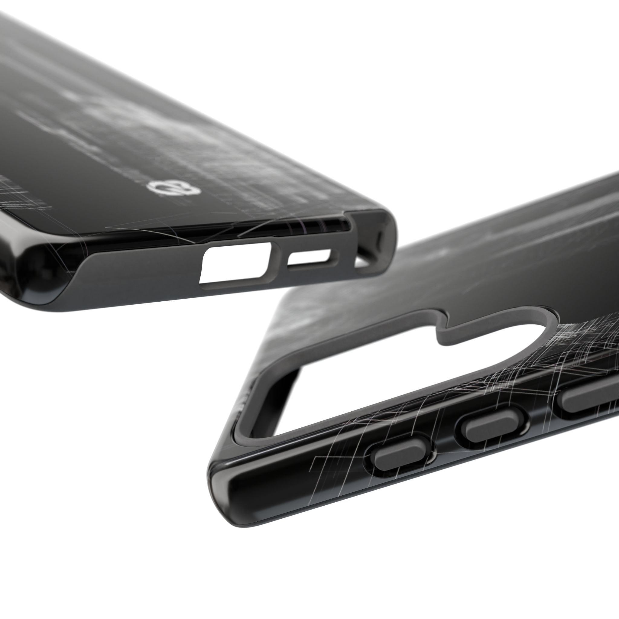 Black Tough Phone Case for Samsung - Ghost Urban Wireframe