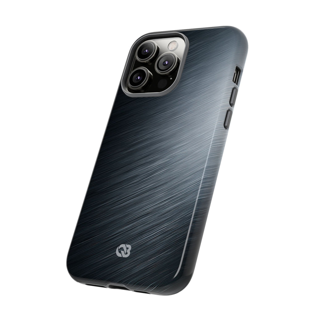 Grey Tough Phone Case for iPhone - Charcoal Brushed Steel