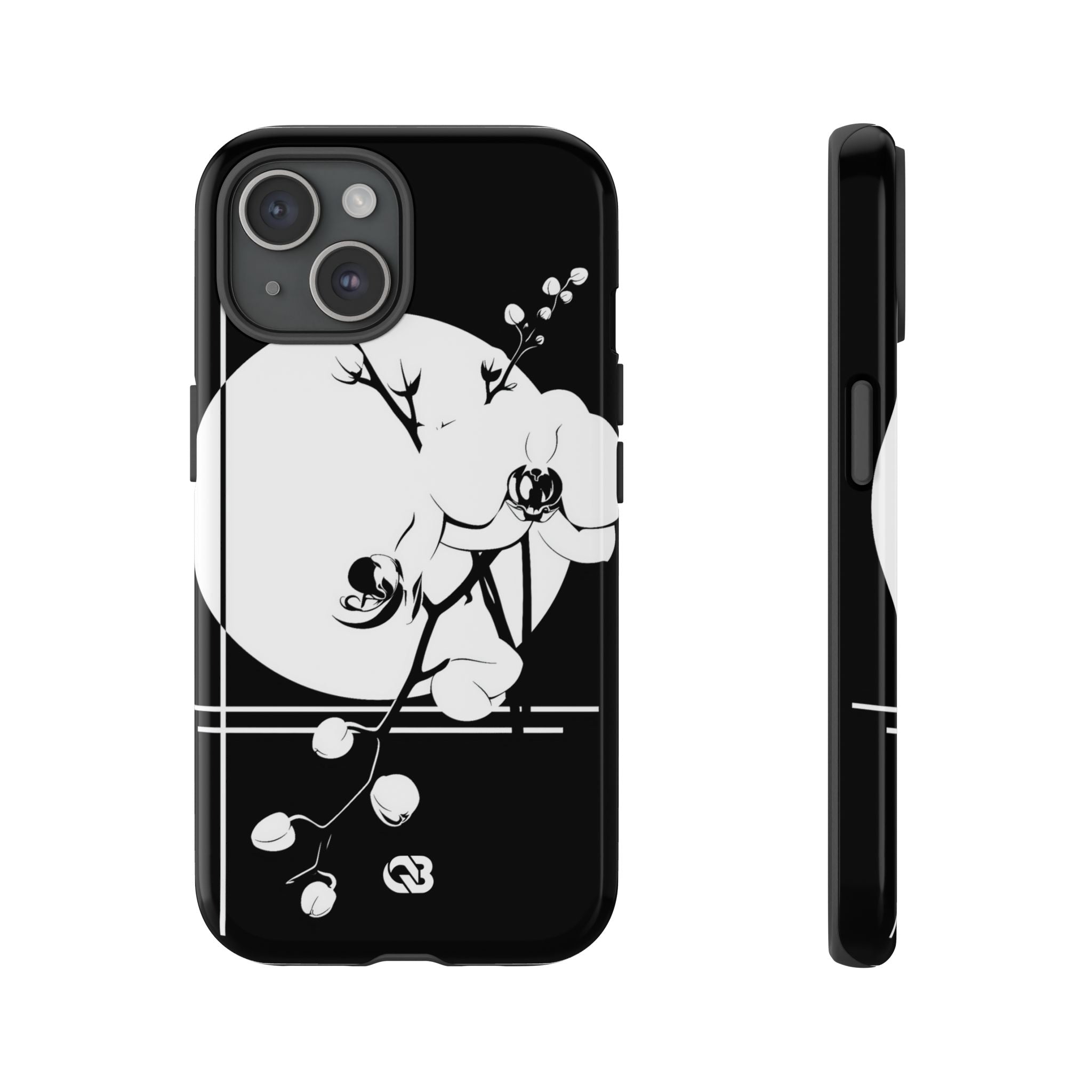 Black Tough Phone Case for iPhone - Lunar Orchid Grid