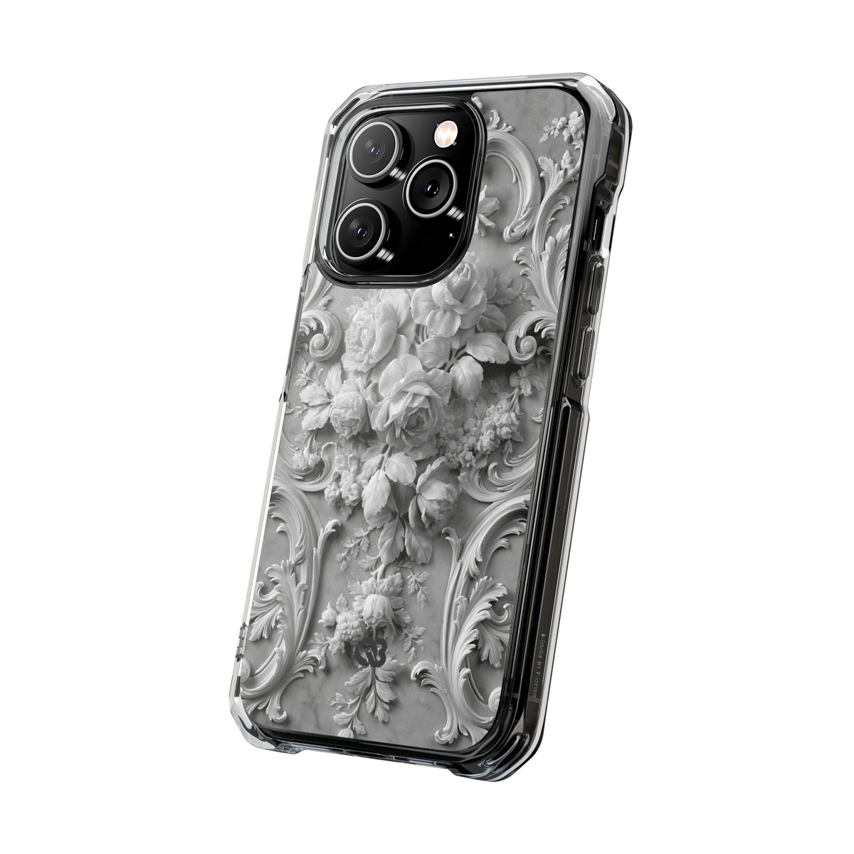Rococo Marble Rose · Clear Impact Magnetic Phone Case for iPhone · White
