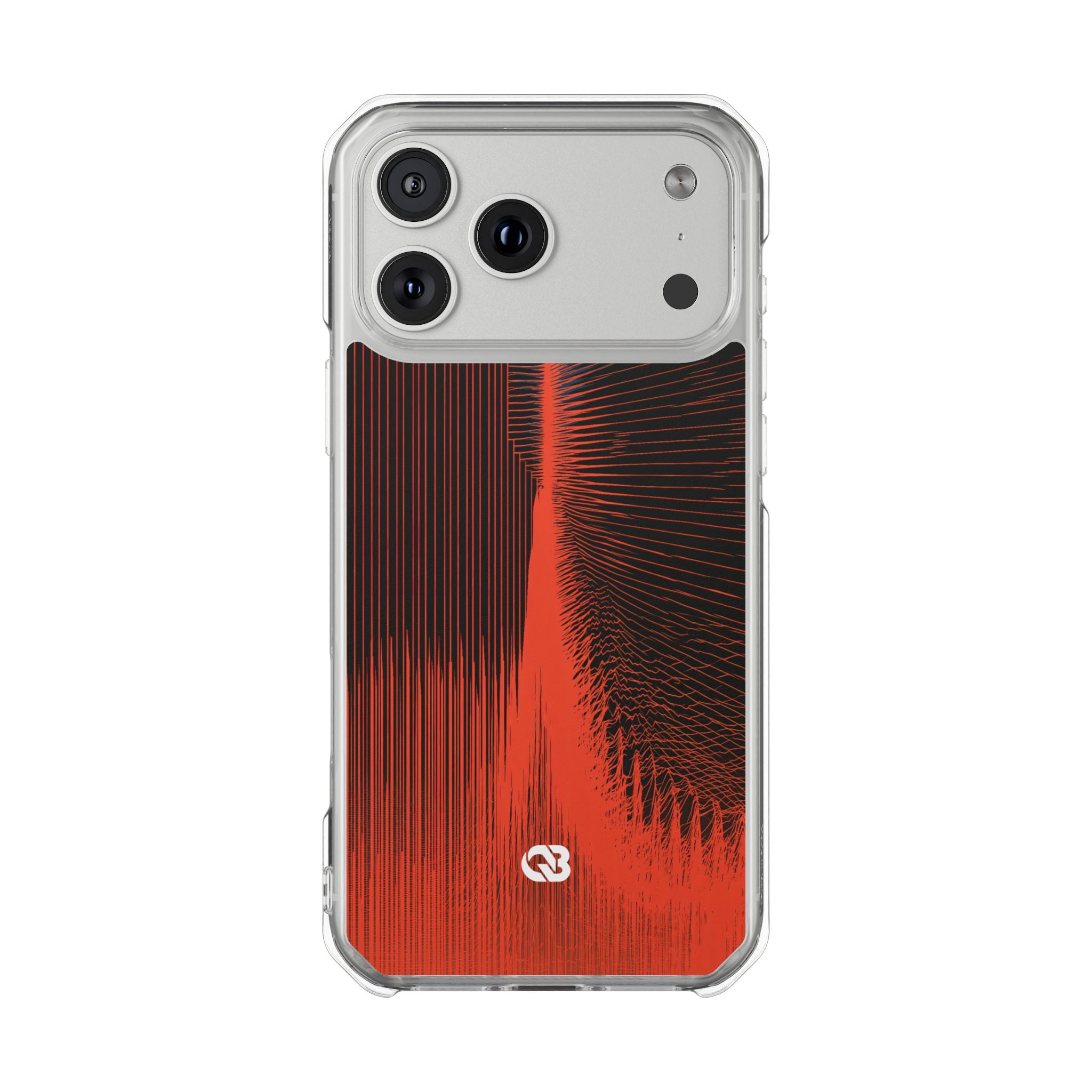 Red Impact MagSafe Phone Case for iPhone - Crimson Frequency Pulse