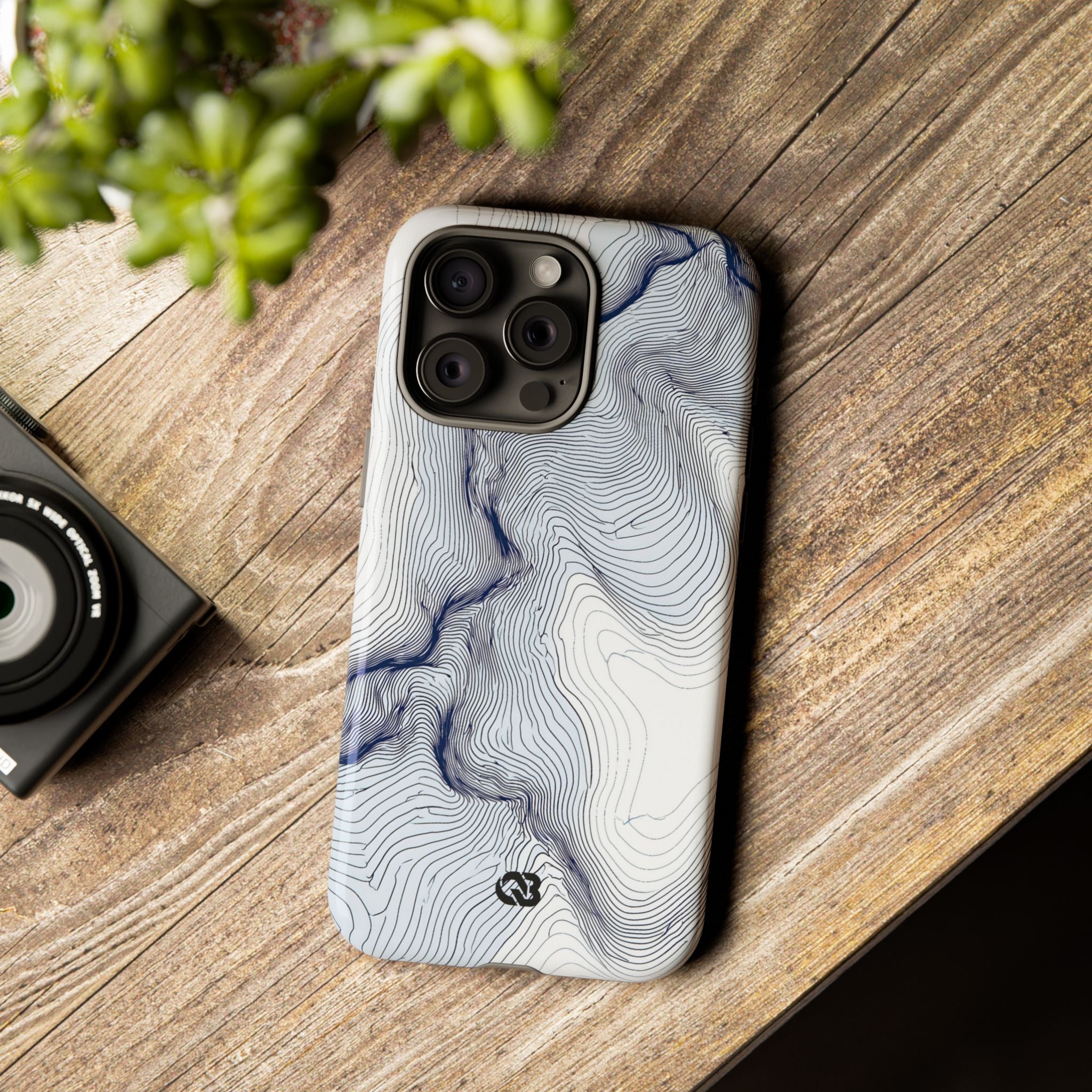 White Tough Phone Case for iPhone - Nordic Ridge Topo