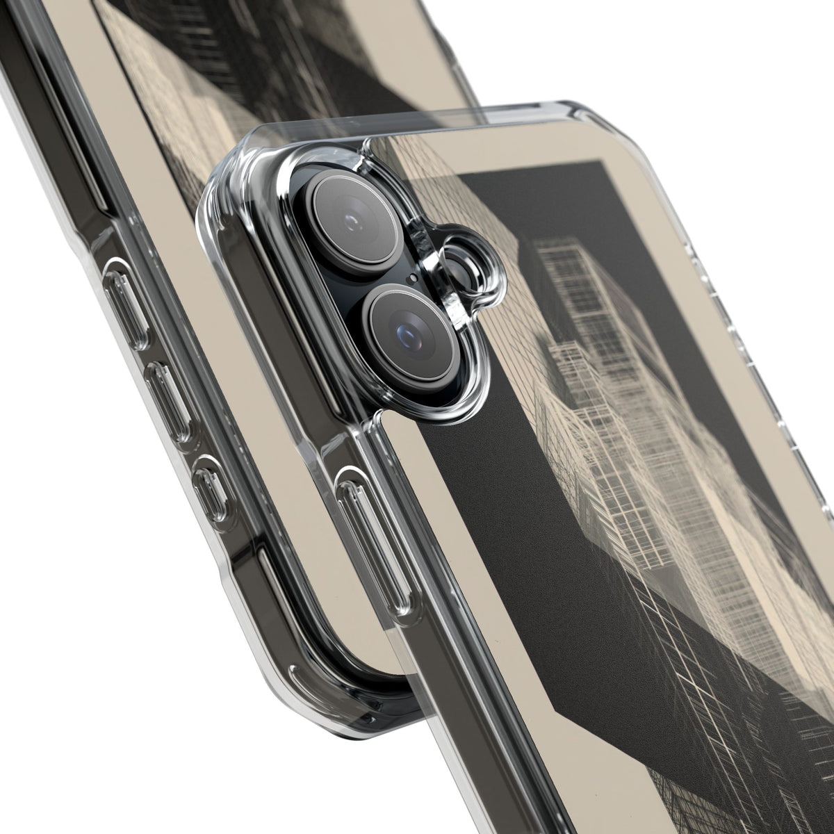 Beige Impact MagSafe Phone Case for iPhone - Monolith Urban Grid