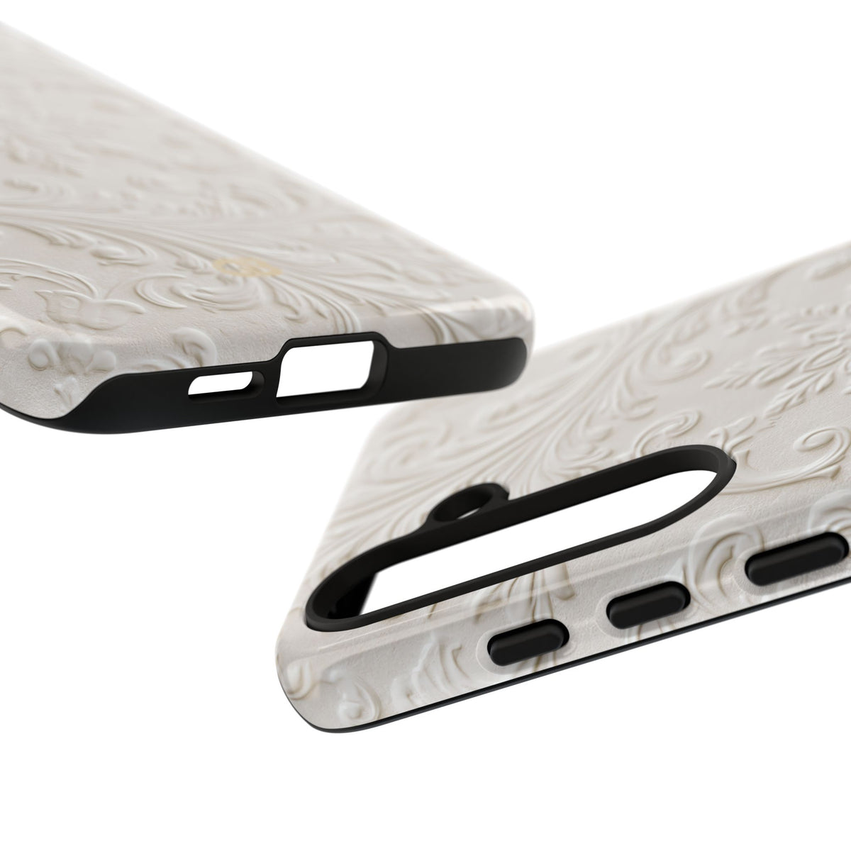 White Tough Phone Case for Samsung - Alabaster Floral Relief