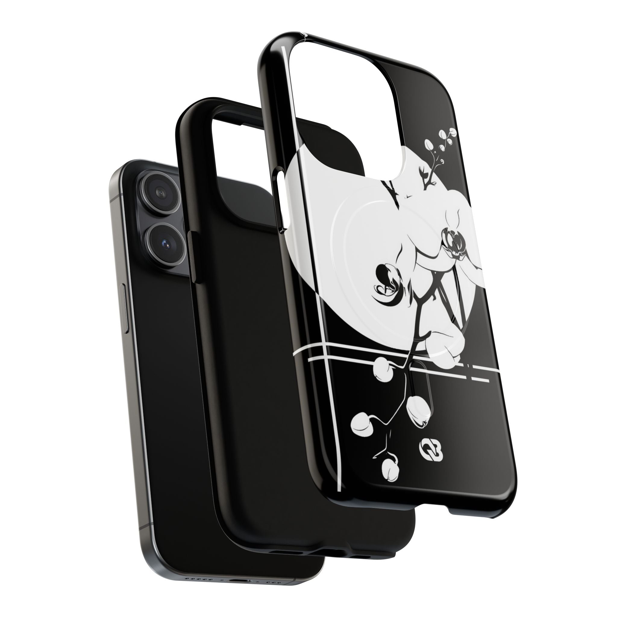 Black Tough 2.0 Magsafe Phone Case for iPhone - Lunar Orchid Grid