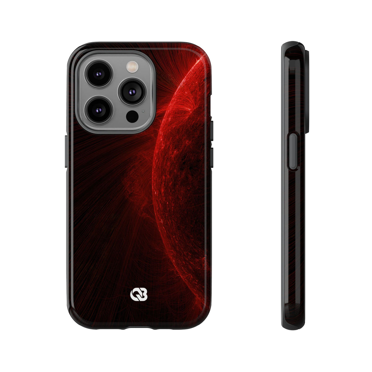 Red Tough Phone Case for iPhone - Solar Crimson Flare