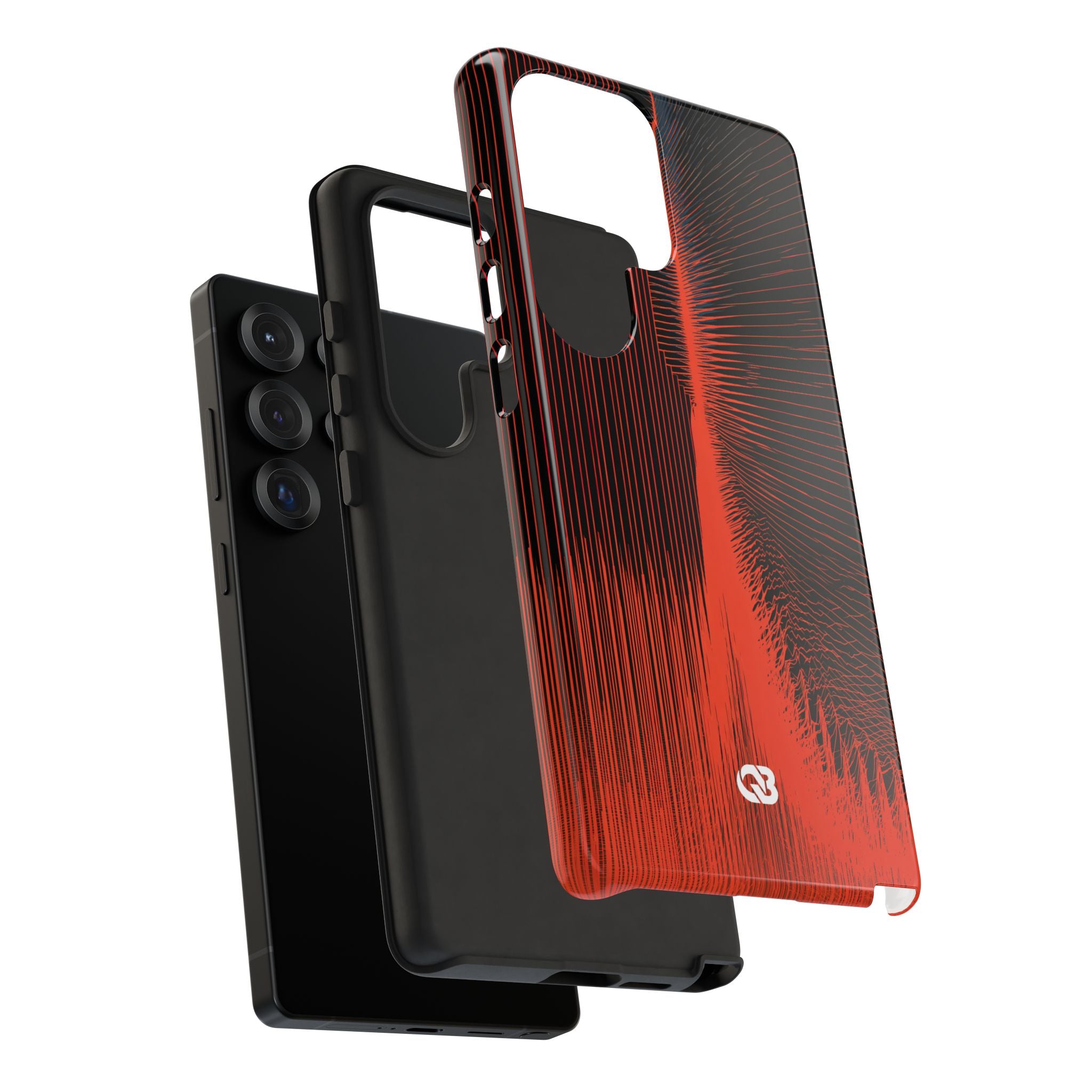 Red Tough Phone Case for Samsung - Crimson Frequency Pulse
