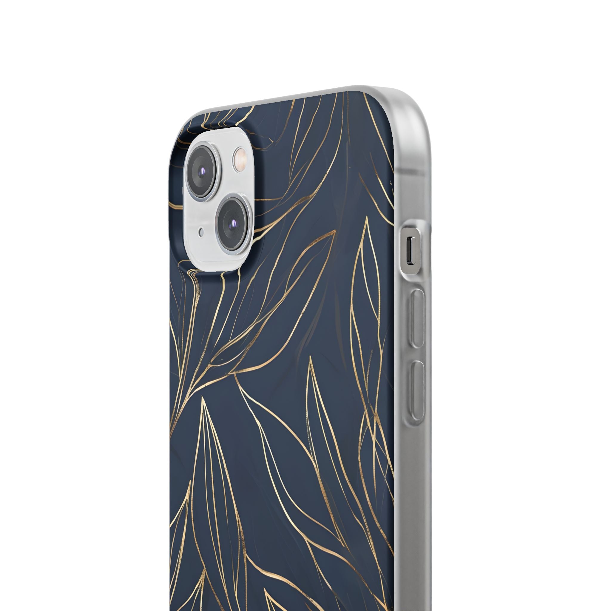 Gilded Navy Foliage · Soft Phone Case for iPhone