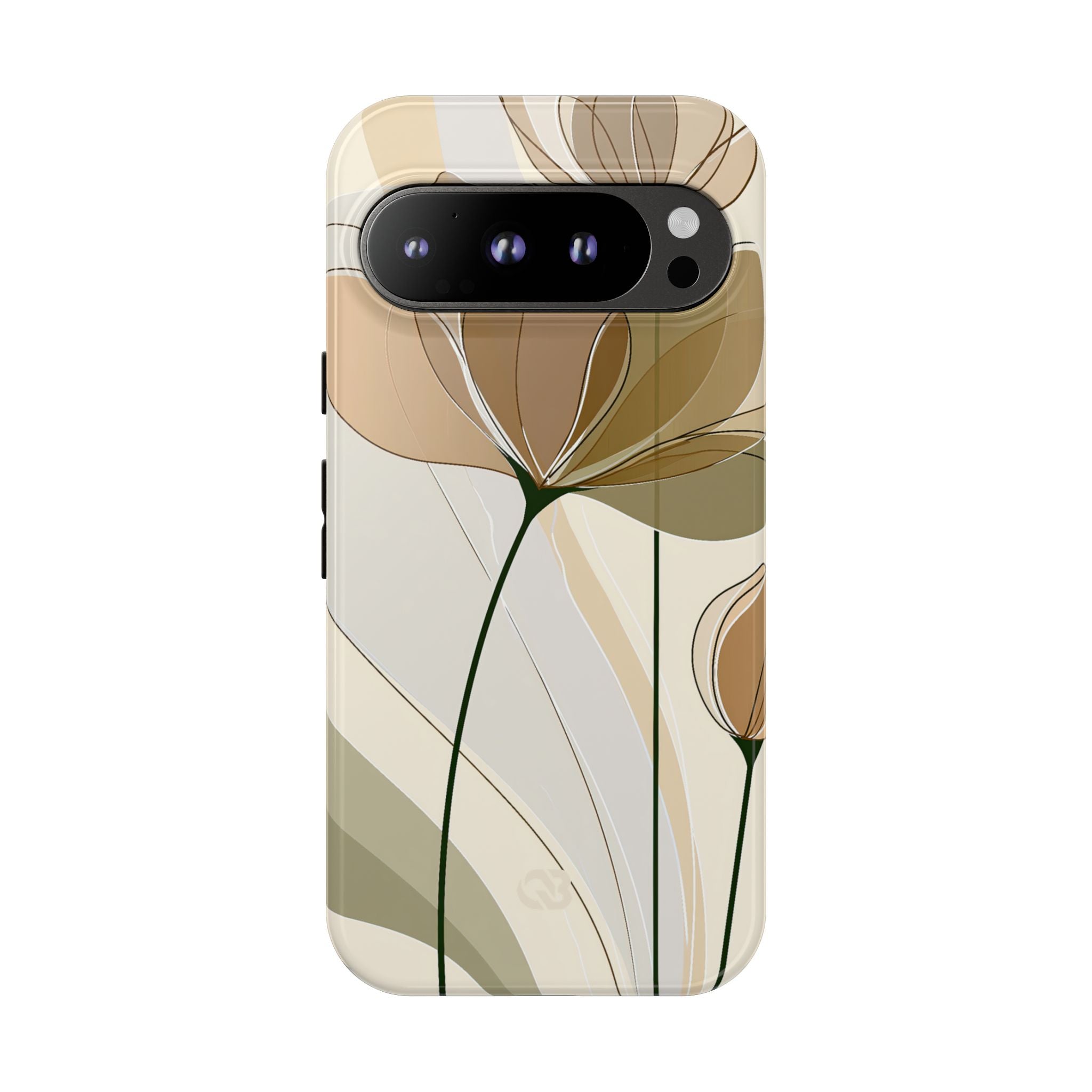 Beige Tough Phone Case for Google Pixel - Muted Ochre Petals