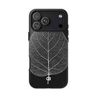 Black Tough Phone Case for iPhone - Bleached Leaf Lattice