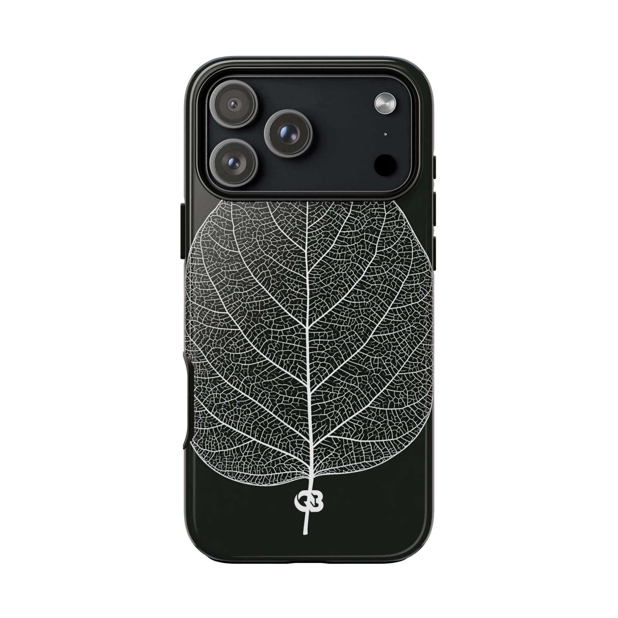 Black Tough Phone Case for iPhone - Bleached Leaf Lattice