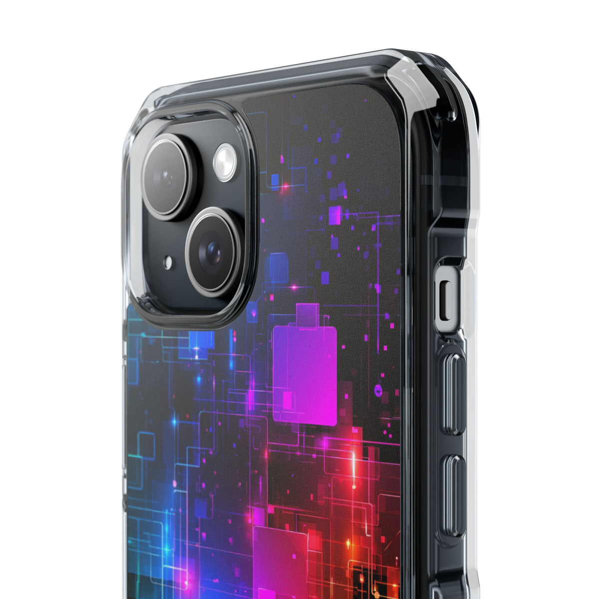Spectral Circuit Grid · Clear Impact Magnetic Phone Case for iPhone · Black