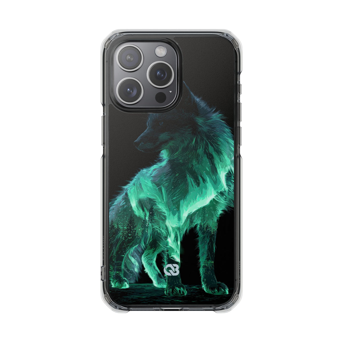 Nordic Aurora Fox · Clear Impact Magnetic Phone Case for iPhone · Teal
