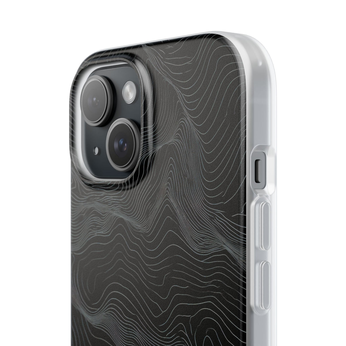 Black Lite Phone Case for iPhone - Obsidian Topo Wireframe