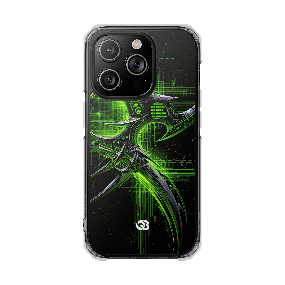 Cyber Sigil Grid · Clear Impact Magnetic Phone Case for iPhone · Green