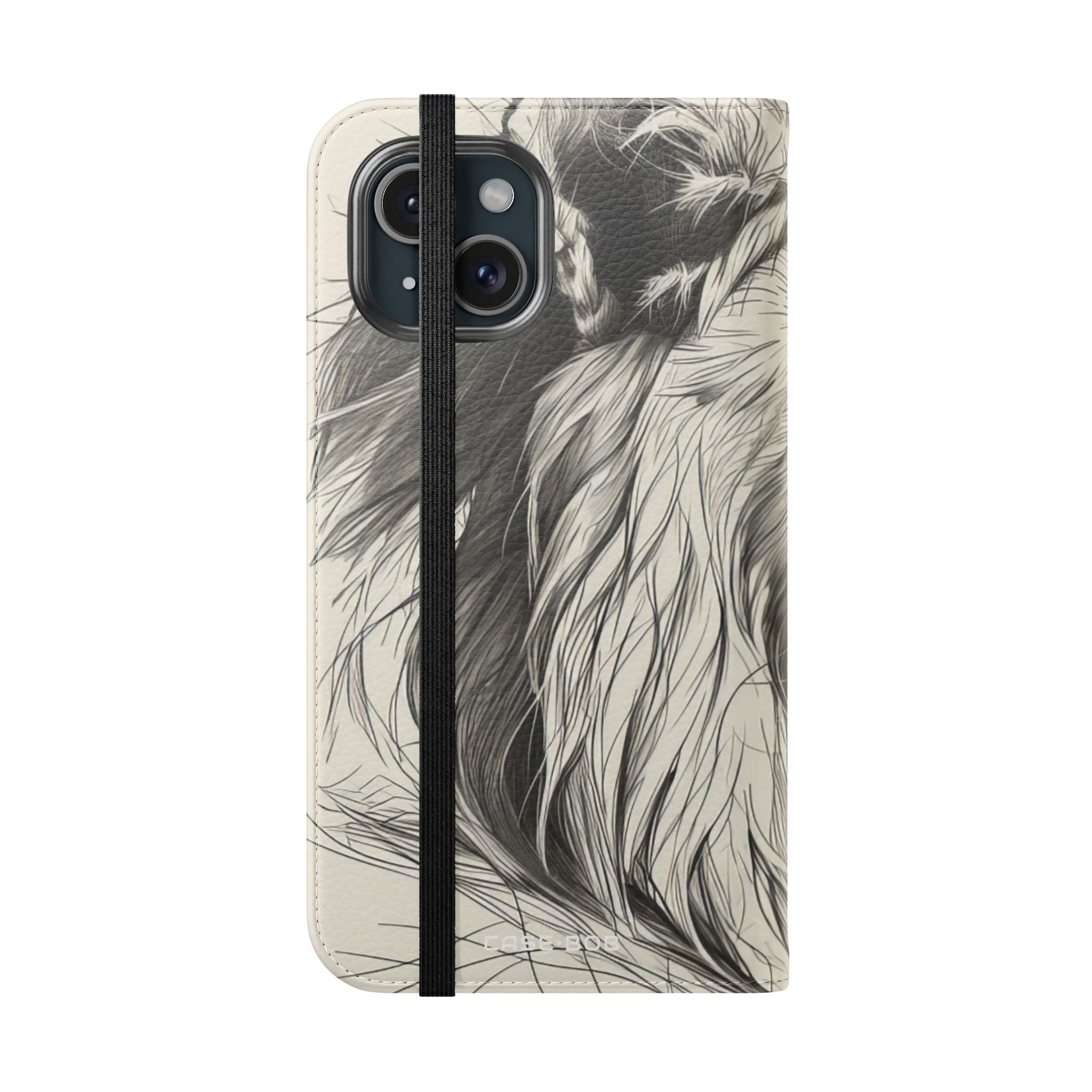 Lion Whisper Gray - iPhone 15 Case - Portemonnee