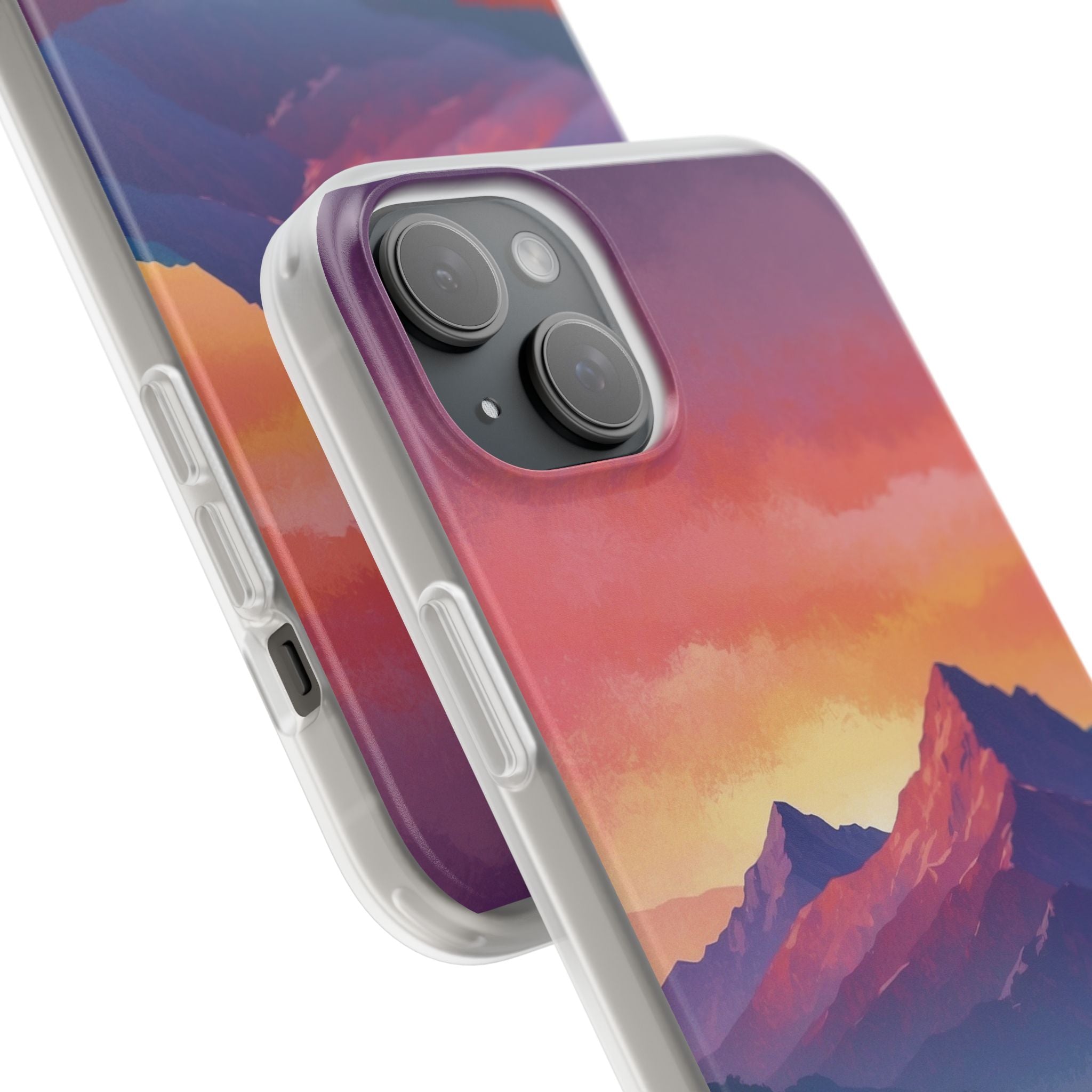 Crimson Mountain Dusk · Soft Custodia per iPhone