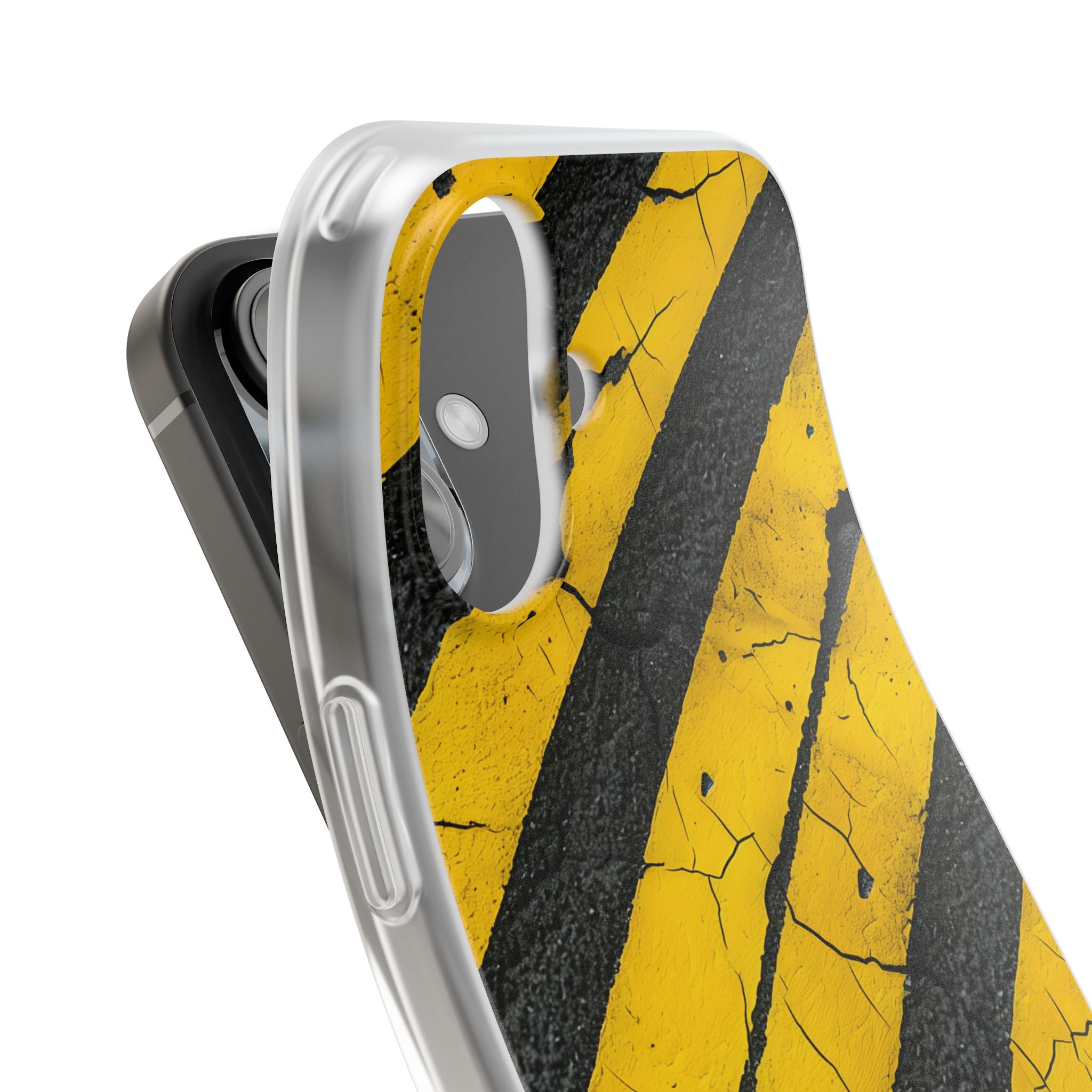 Cracked Hazard Stripes · Soft Phone Case for iPhone
