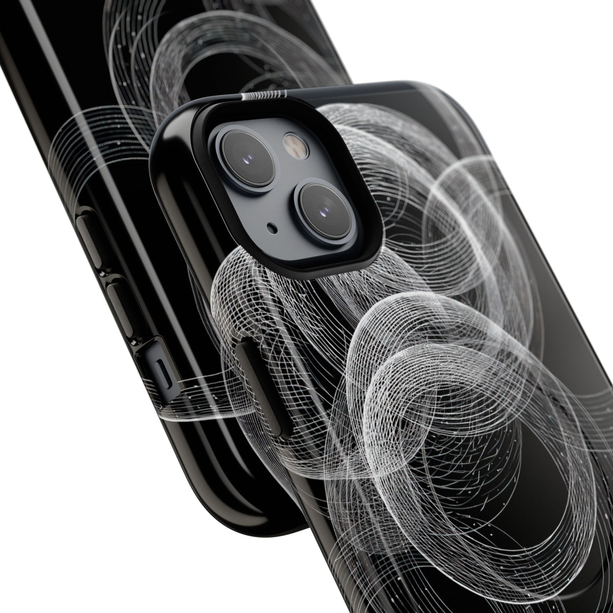 Black Tough 2.0 Magsafe Phone Case for iPhone - Kinetic Wireframe Orbit