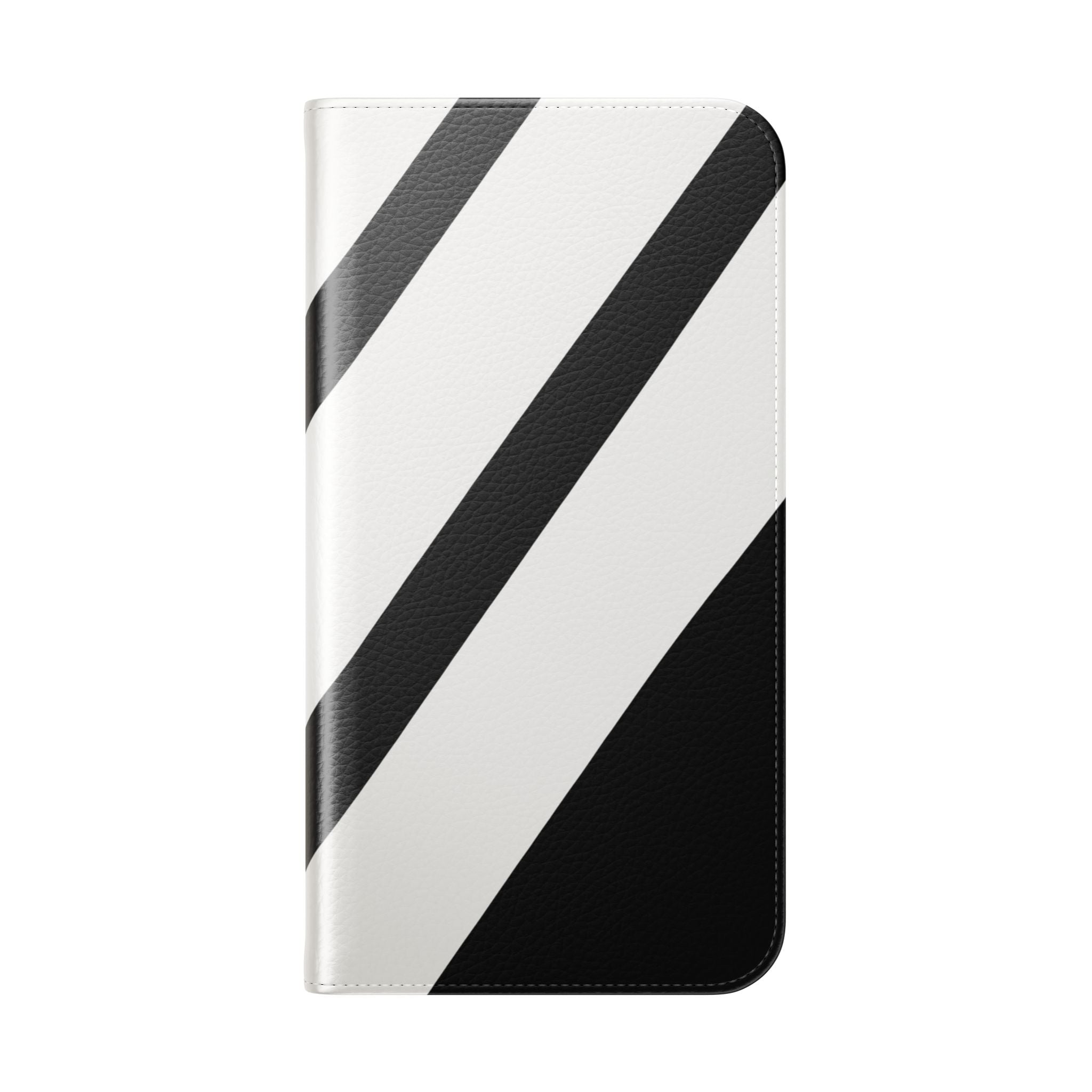 Diagonal Stripes BlackWhite - iPhone 16 Max Case - Wallet