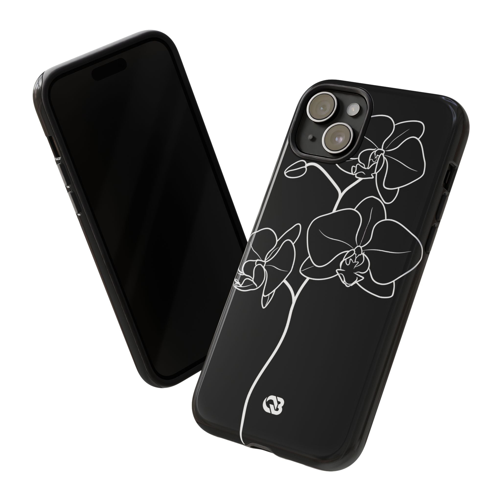 Black Tough Phone Case for iPhone - Noir Alabaster Orchid