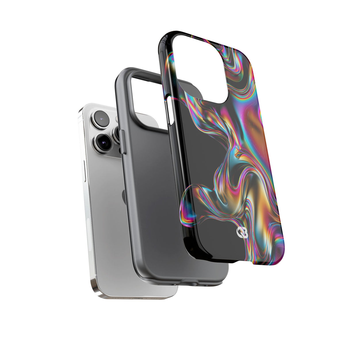 Purple Tough Phone Case for iPhone - Liquid Neon Chrome