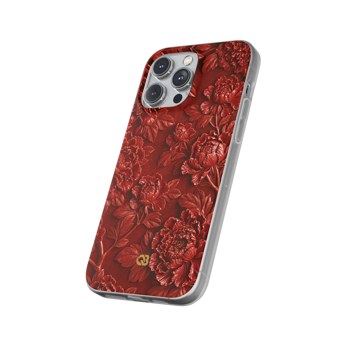 Cinnabar Peony Relief · Lite Phone Case for iPhone · Red