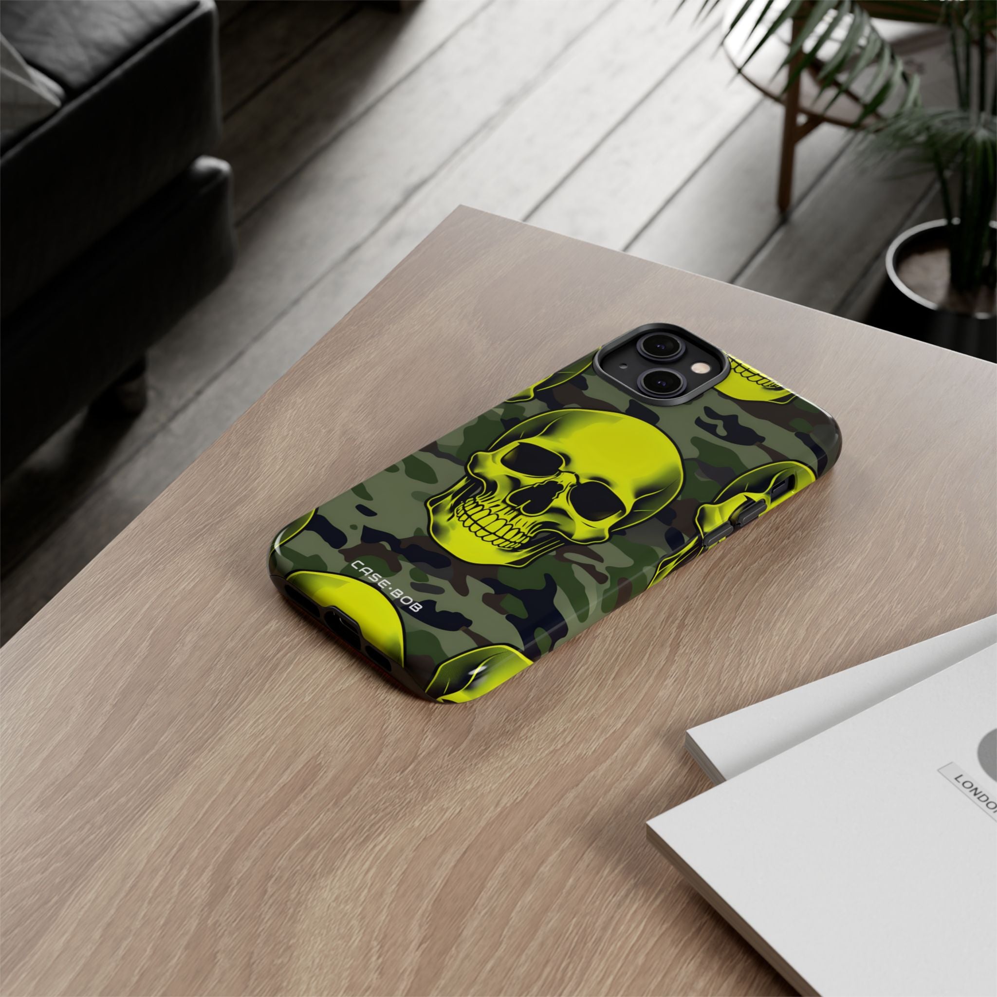 Neon Skull Camo iPhone 14 Plus Cover - Tough