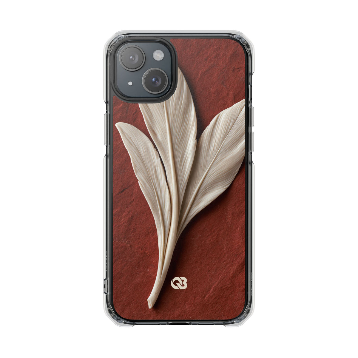 Carved Ivory Plume · Clear Impact Magnetic Phone Case for iPhone · Red