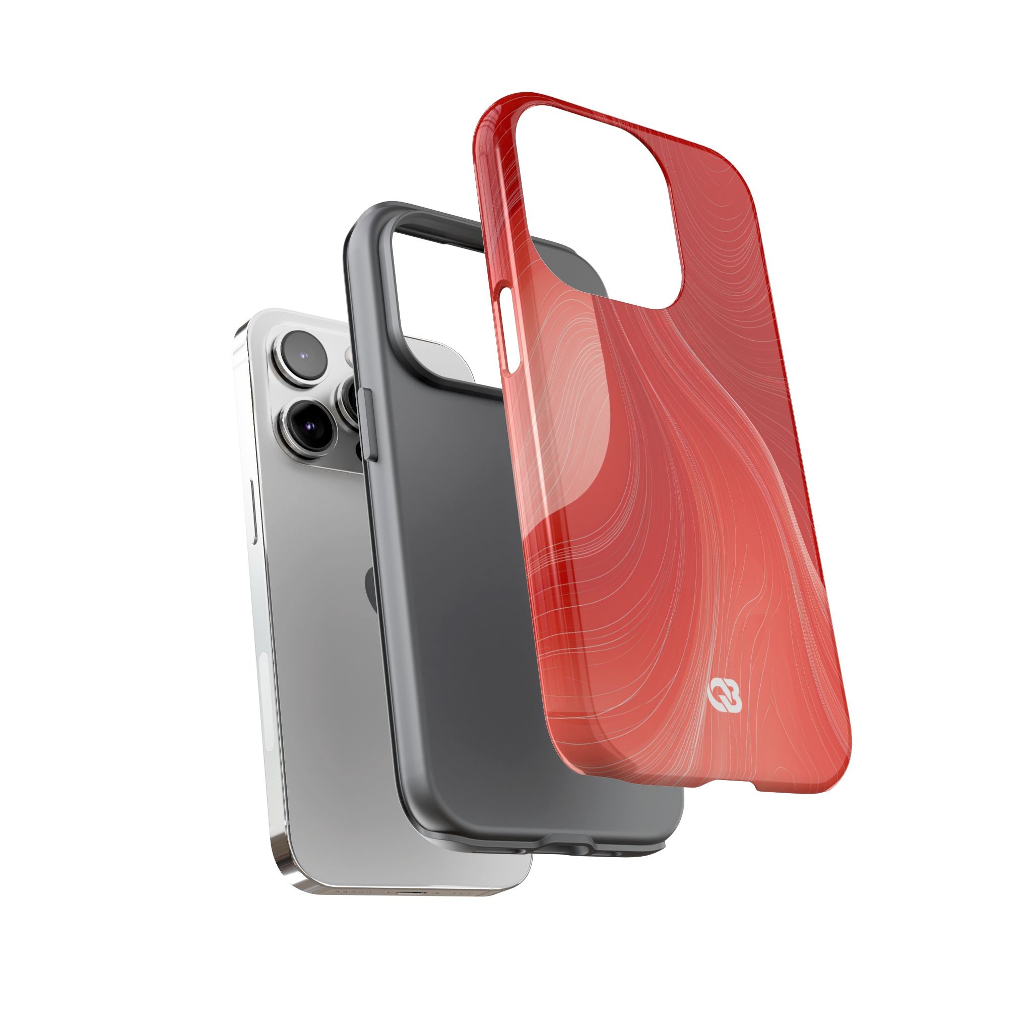 Red Tough Phone Case for iPhone - Crimson Silk Strands
