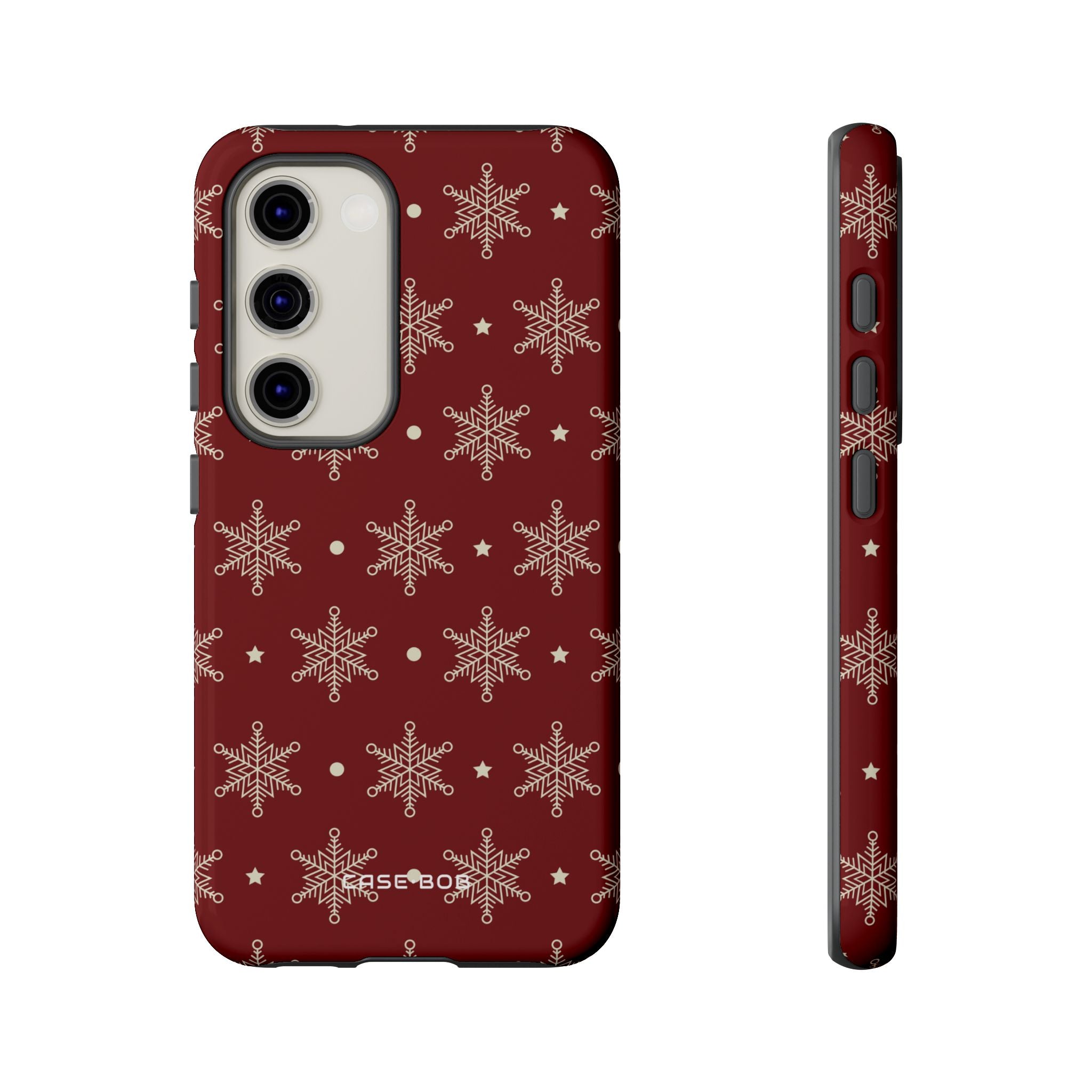 Cream Snowflake Crimson Samsung S23 Skal - Tough