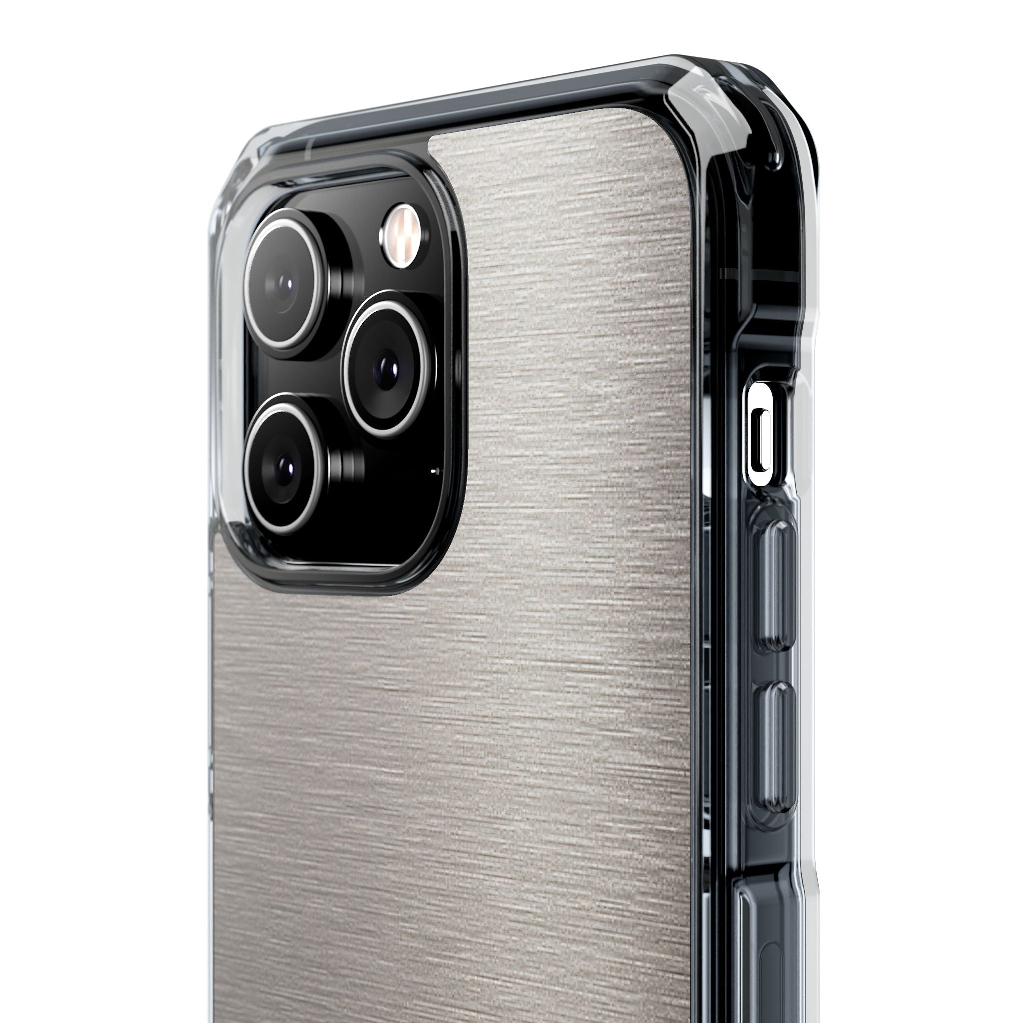 Grey Impact MagSafe Phone Case for iPhone - Brushed Nickel Linen