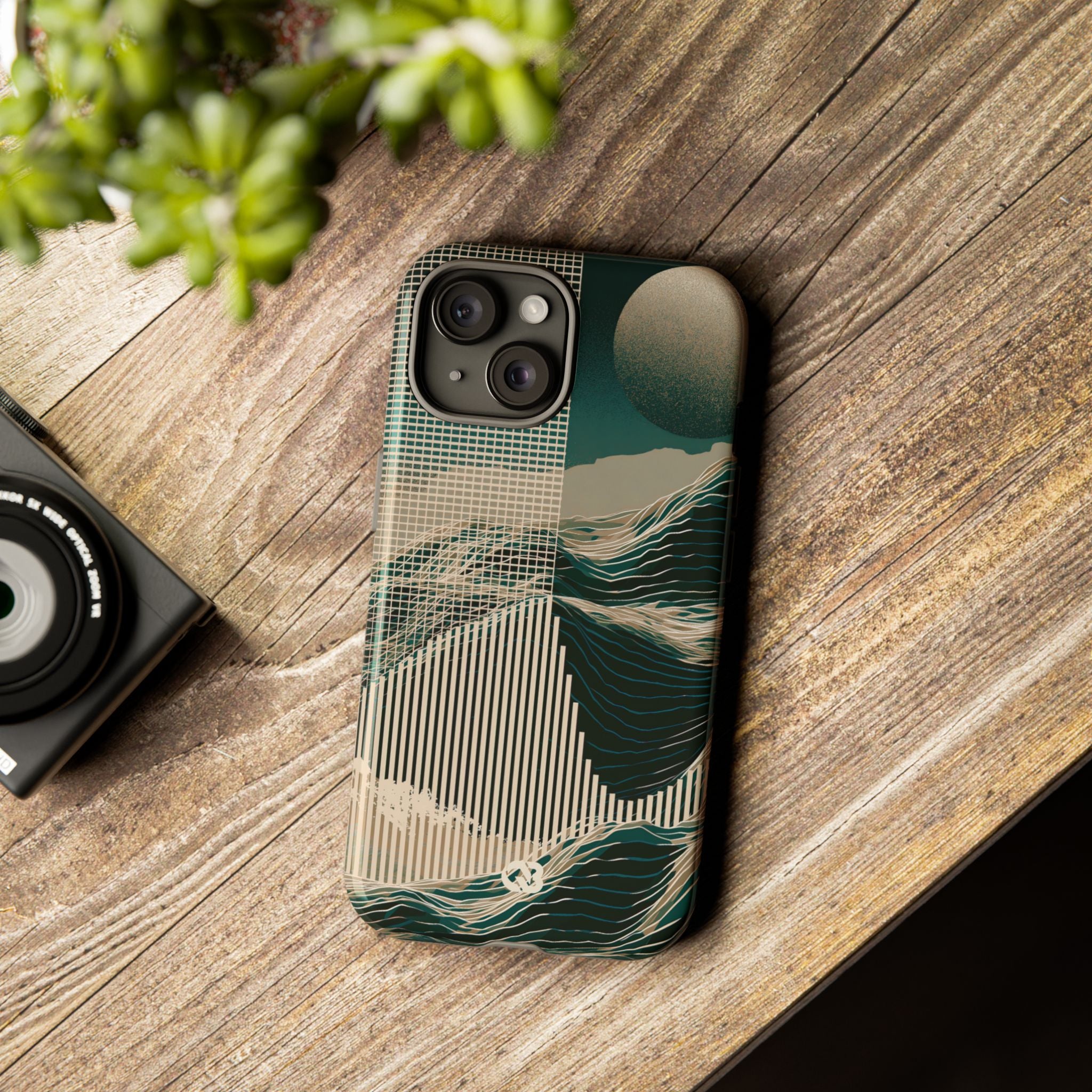 Green Tough Phone Case for iPhone - Lunar Moss Topography