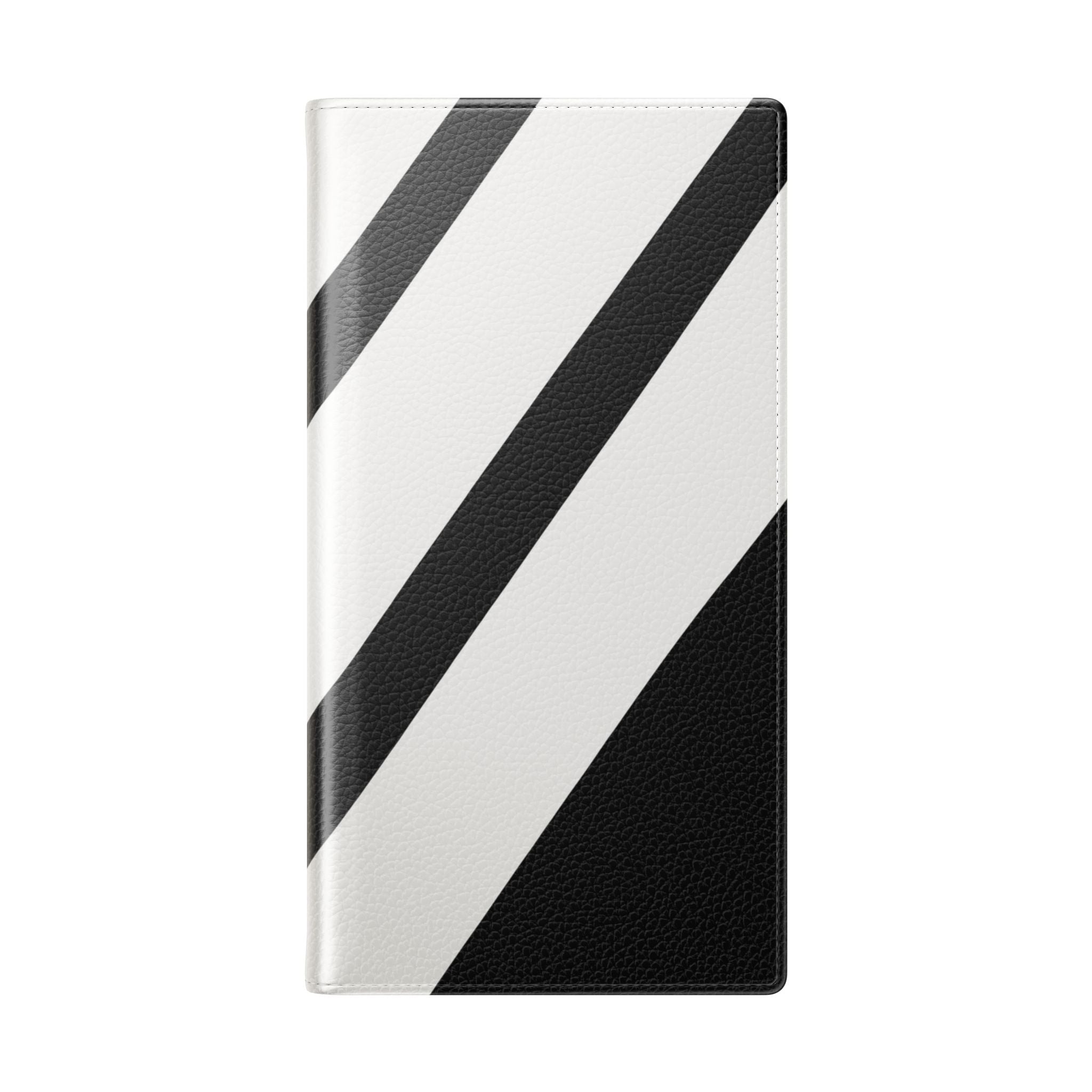 Diagonal Stripes BlackWhite - Samsung S23 Ultra Case - Wallet