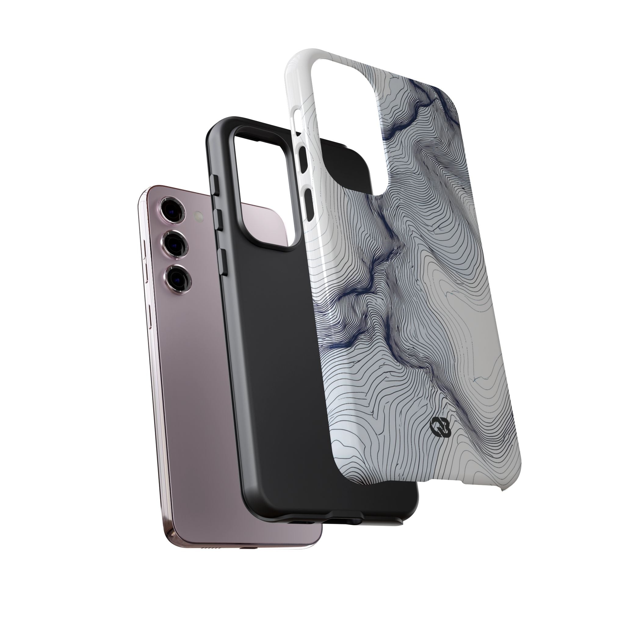 White Tough Phone Case for Samsung - Nordic Ridge Topo