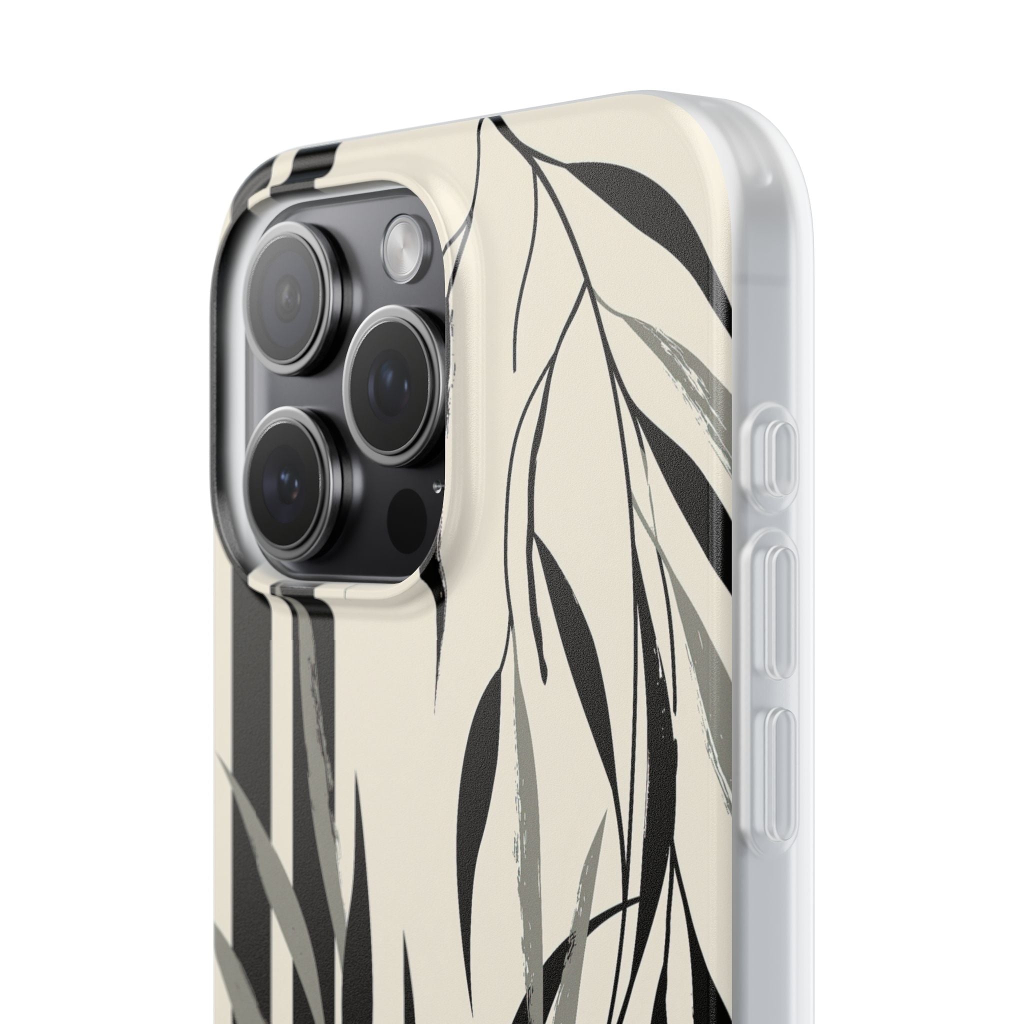 Beige Lite Phone Case for iPhone - Soot Leaf Sketch