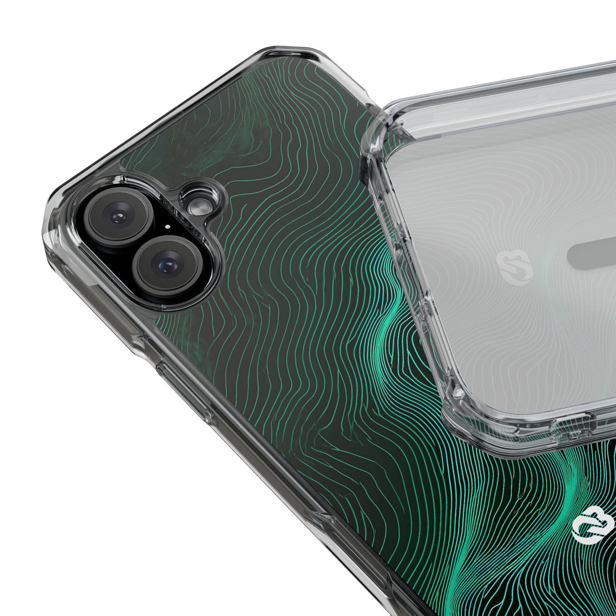 Emerald Topo Ridge · Clear Impact Magnetic Phone Case for iPhone · Green