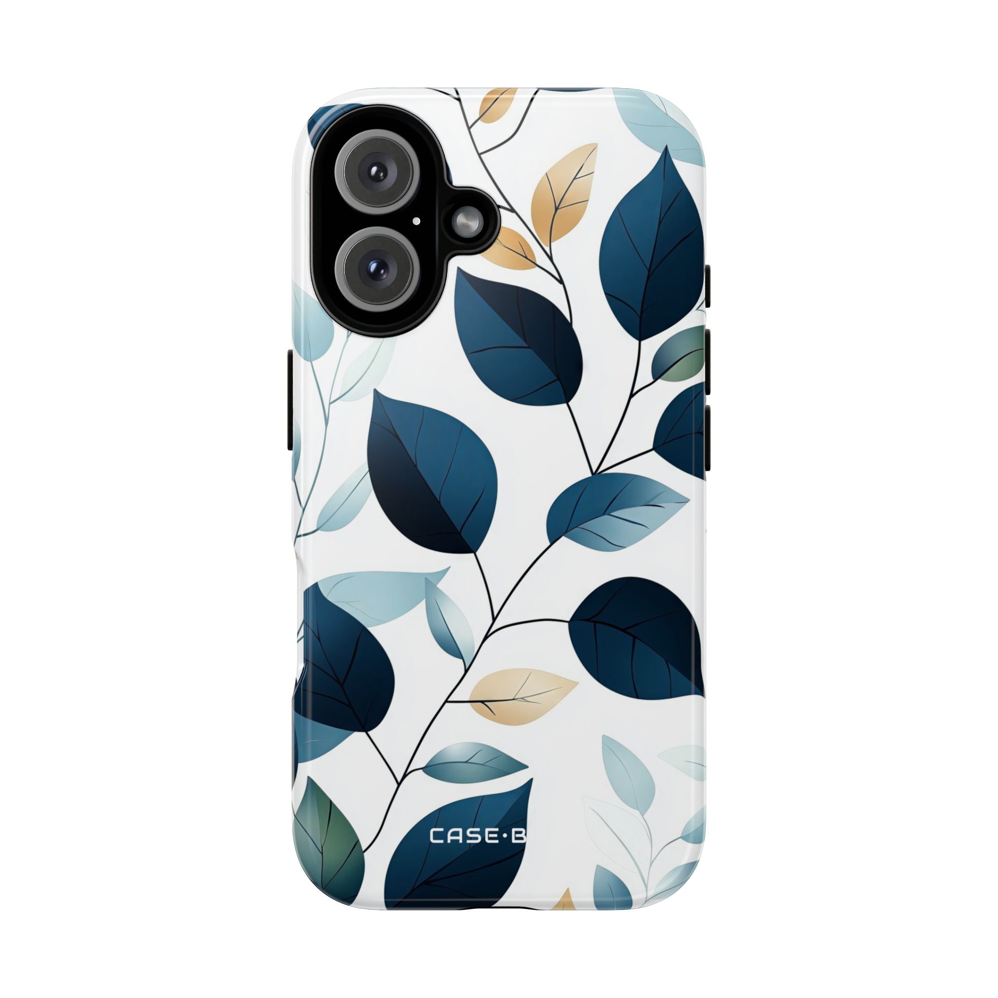 Navy Leaf Veins iPhone 16 Skal - Tough