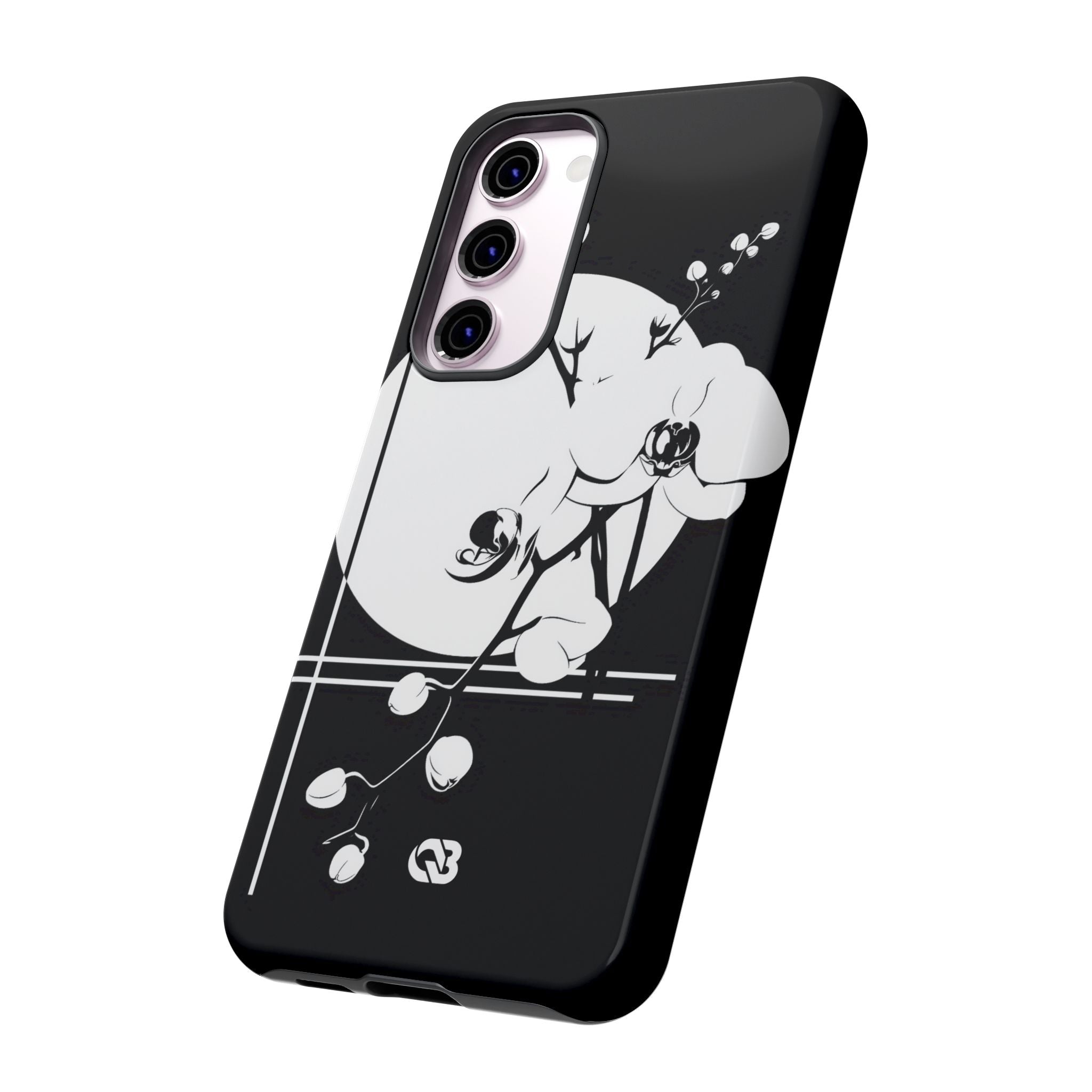 Black Tough Phone Case for Samsung - Lunar Orchid Grid