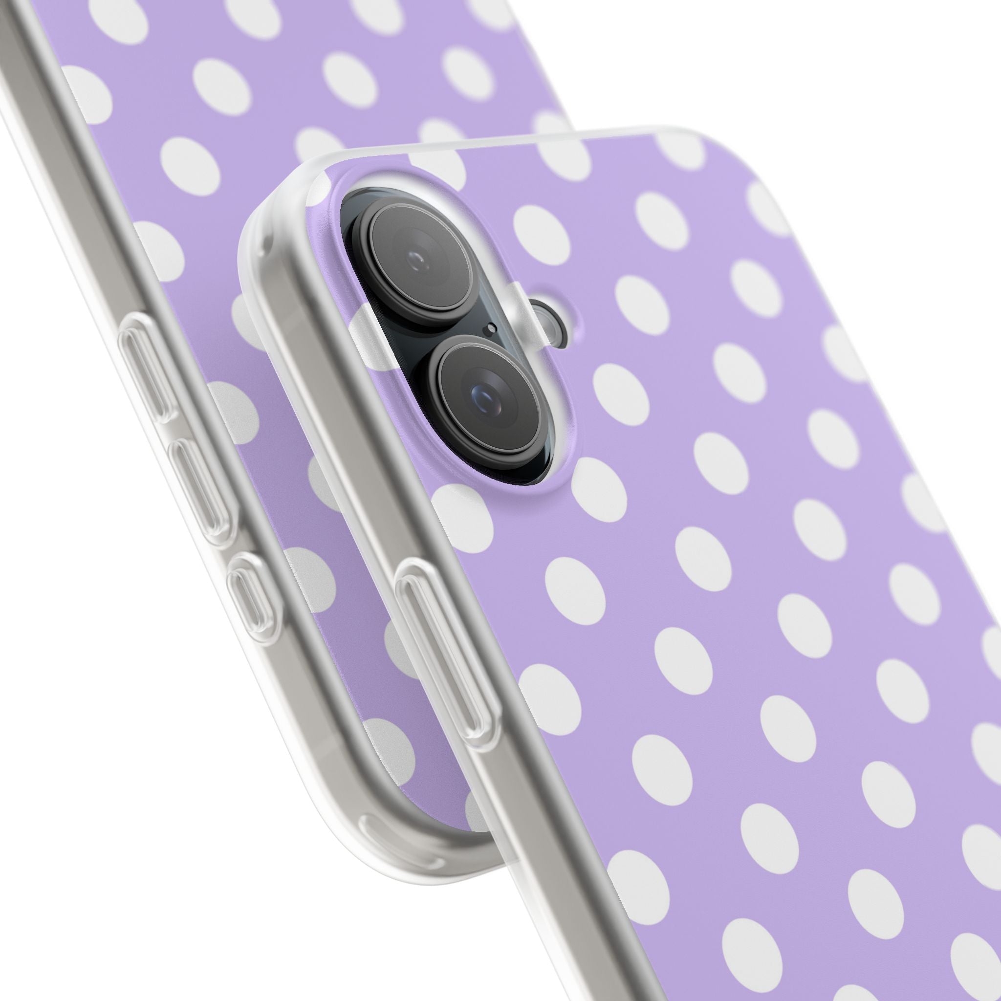 Lavender Polka Grid · Soft Phone Case for iPhone