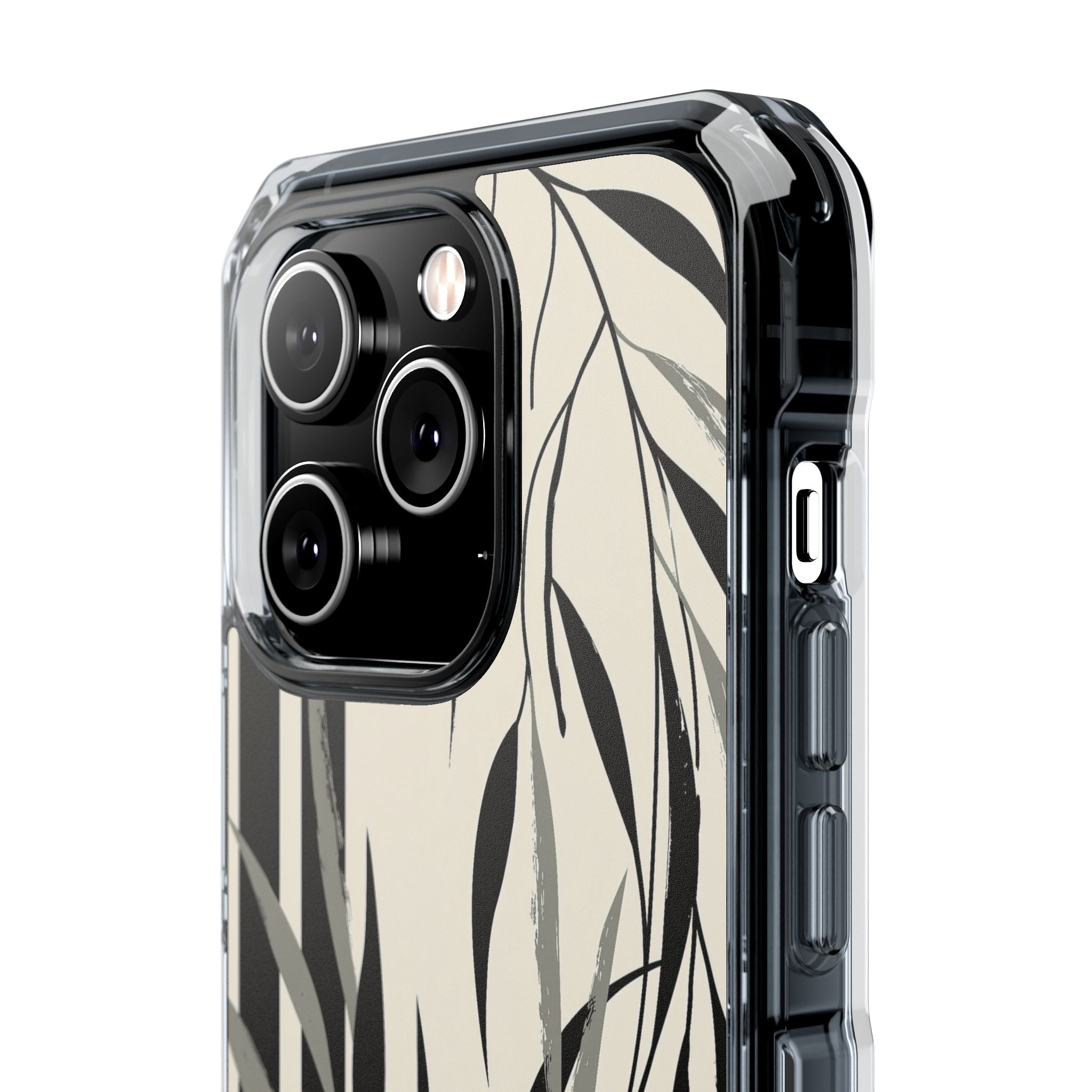 Beige Impact MagSafe Phone Case for iPhone - Soot Leaf Sketch