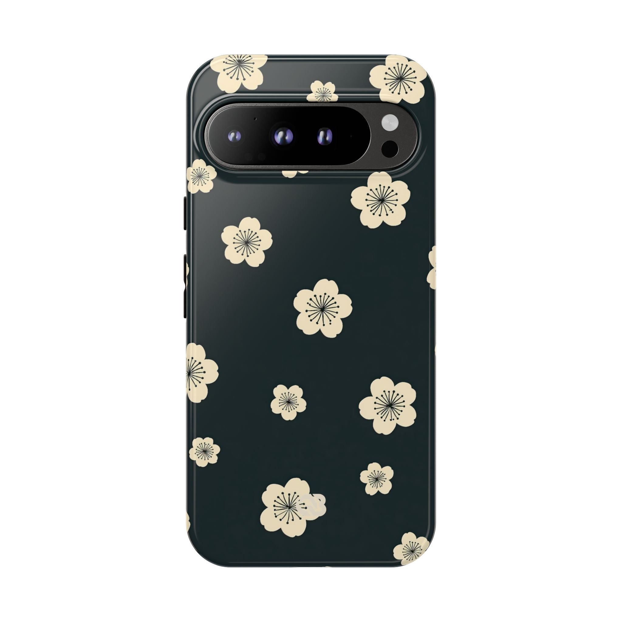 Teal Tough Phone Case for Google Pixel - Obsidian Cream Petals