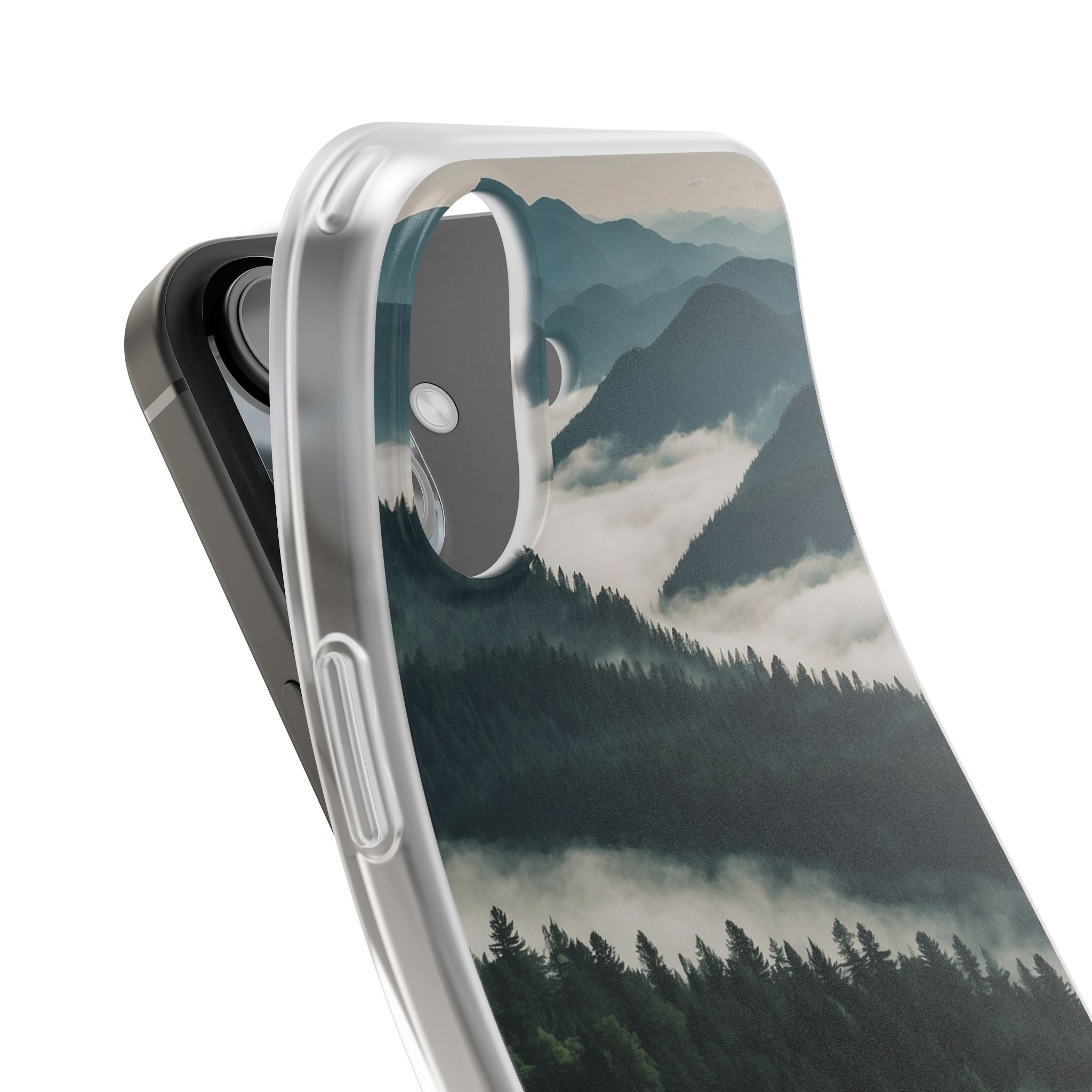 Misty Pine Peaks · Soft Hoesje voor iPhone