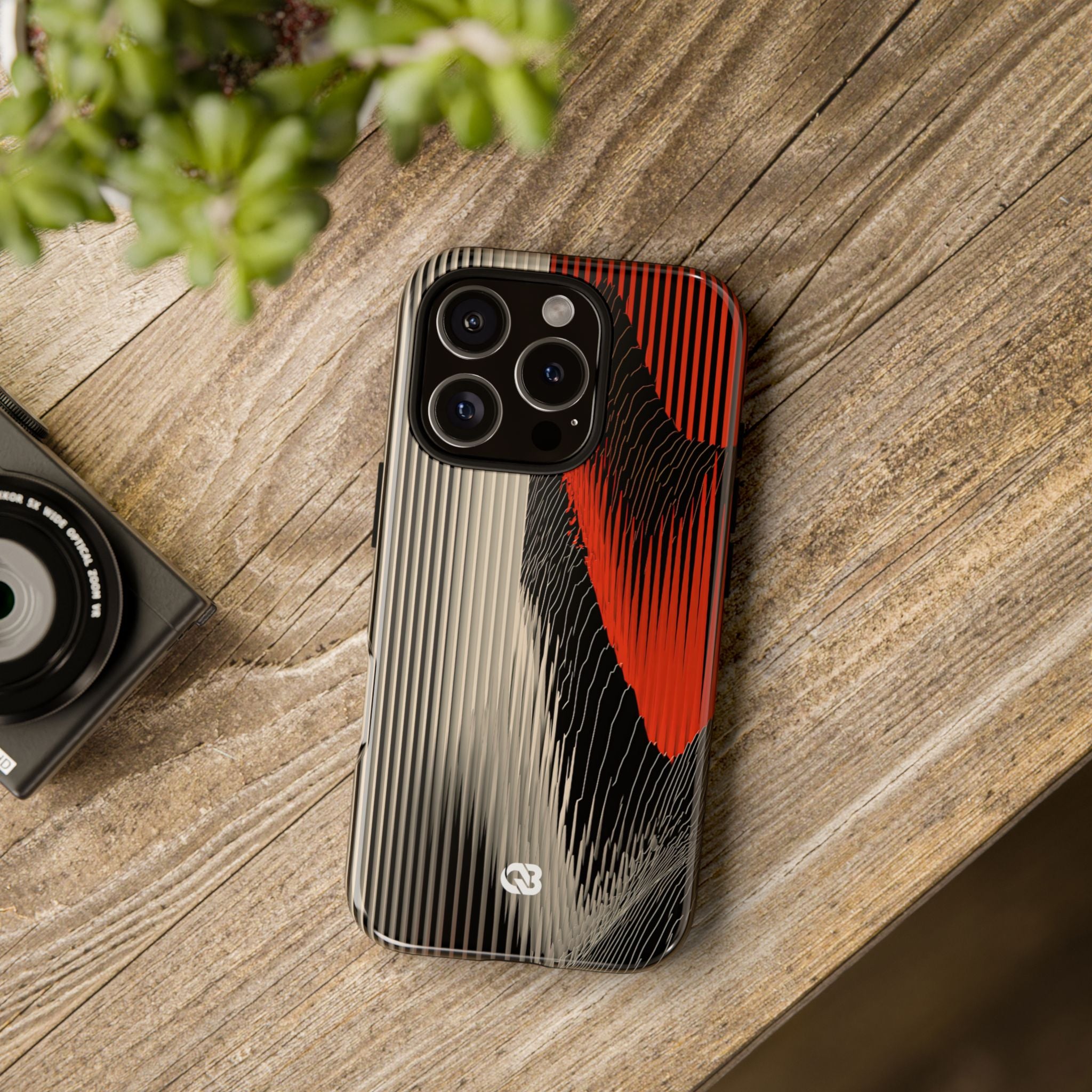 Red Tough Phone Case for iPhone - Crimson Pulse Topo