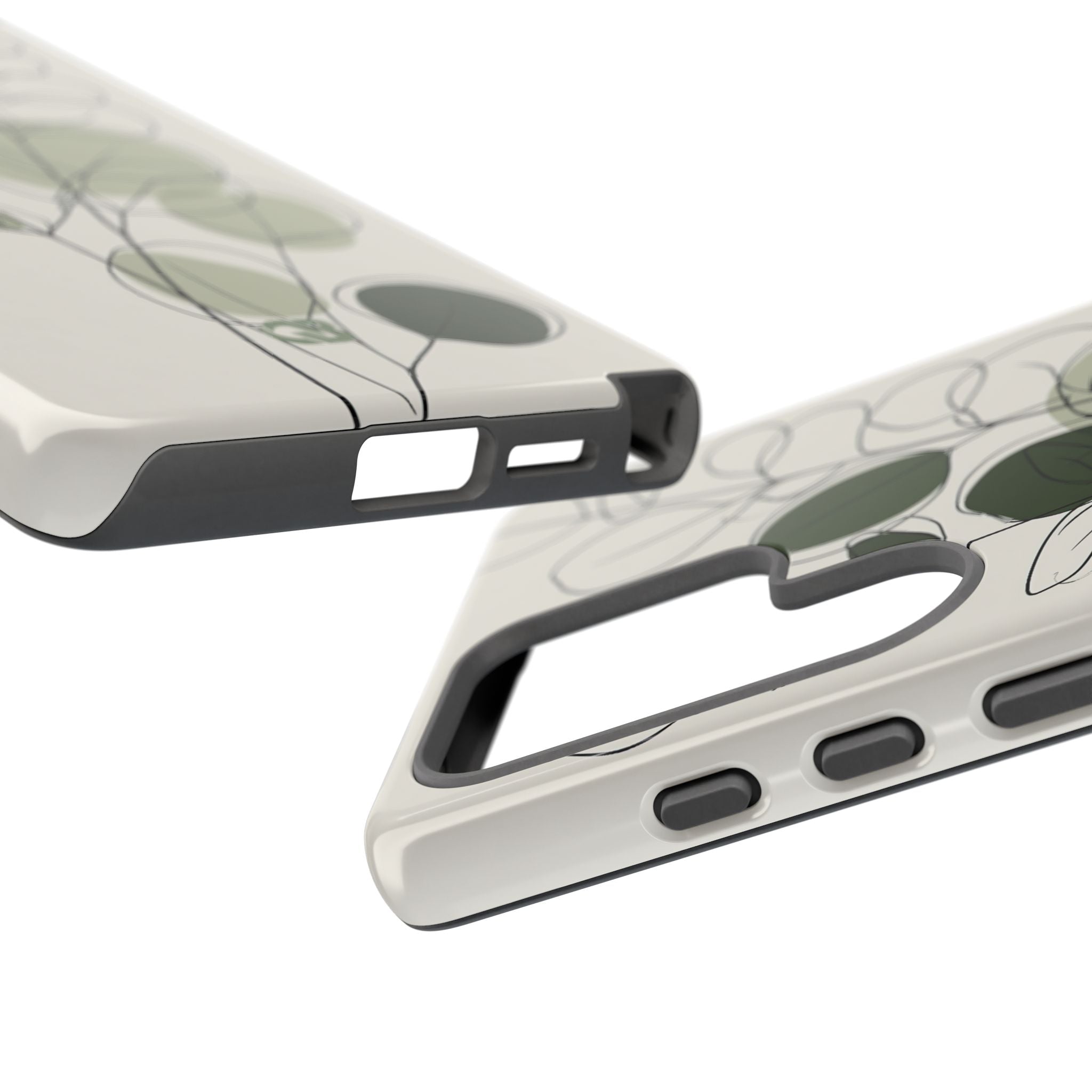 Green Tough Phone Case for Samsung - Muted Eucalyptus Sketch