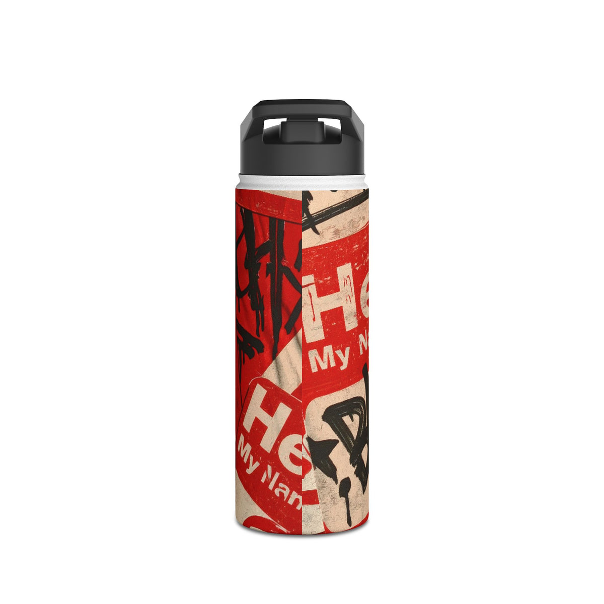 Slap Tag Collage · Insulated Water Bottle · Red