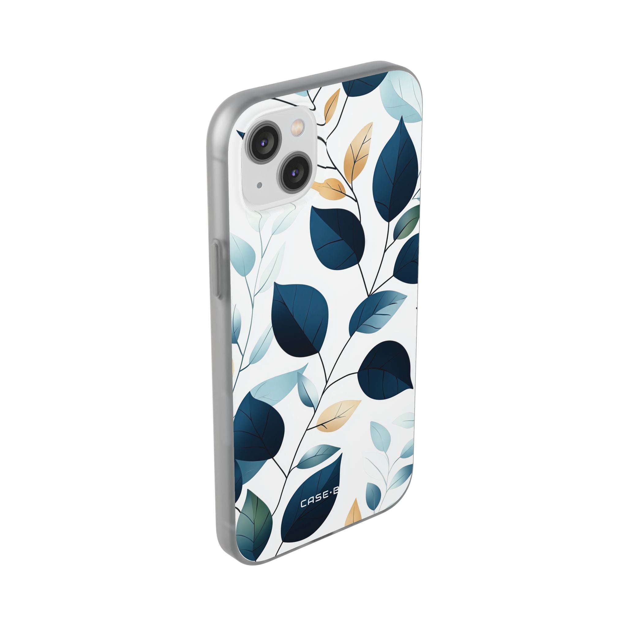 Navy Leaf Veins iPhone 14 Plus Cover - Soft