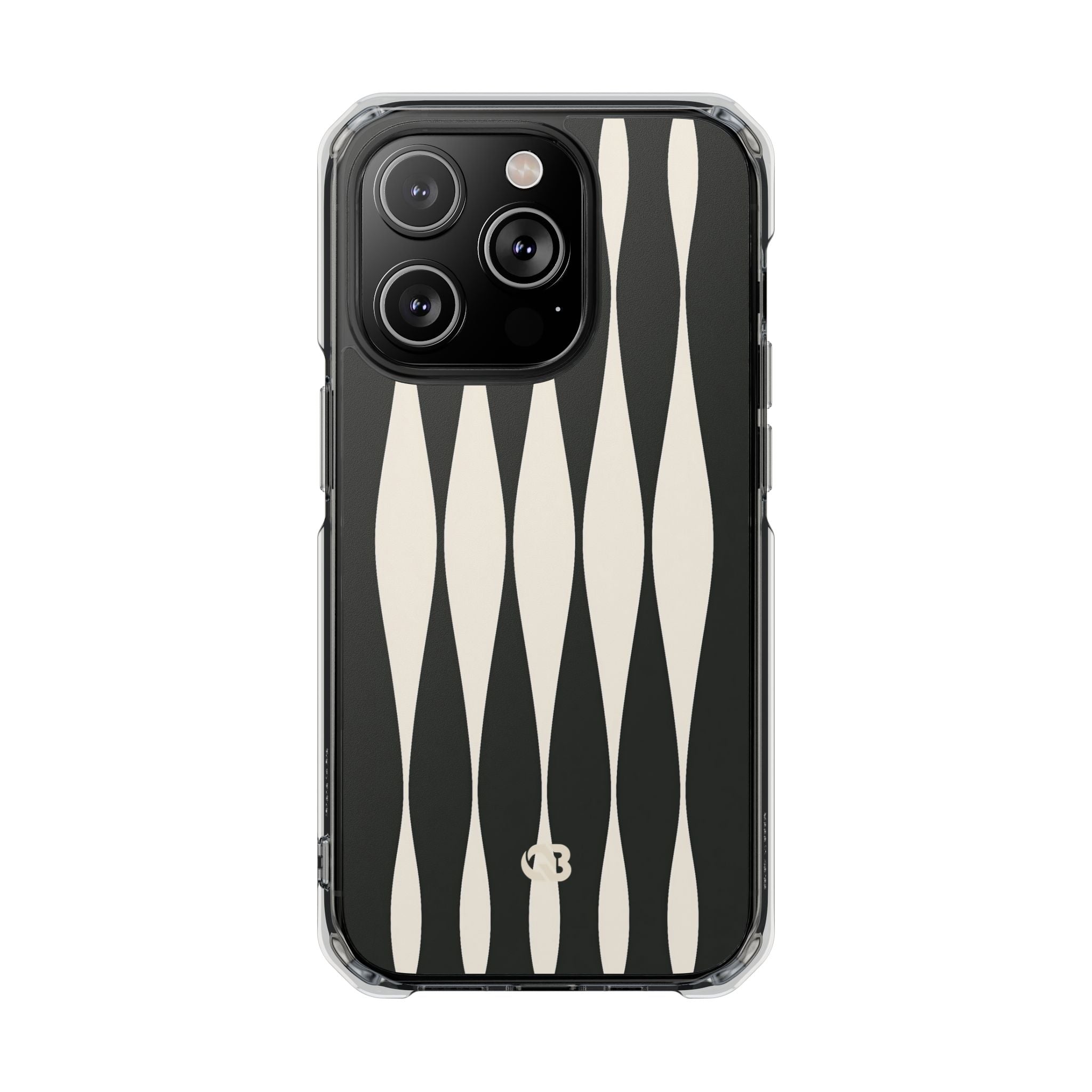 Black Impact MagSafe Phone Case for iPhone - Ivory Spindle Grid