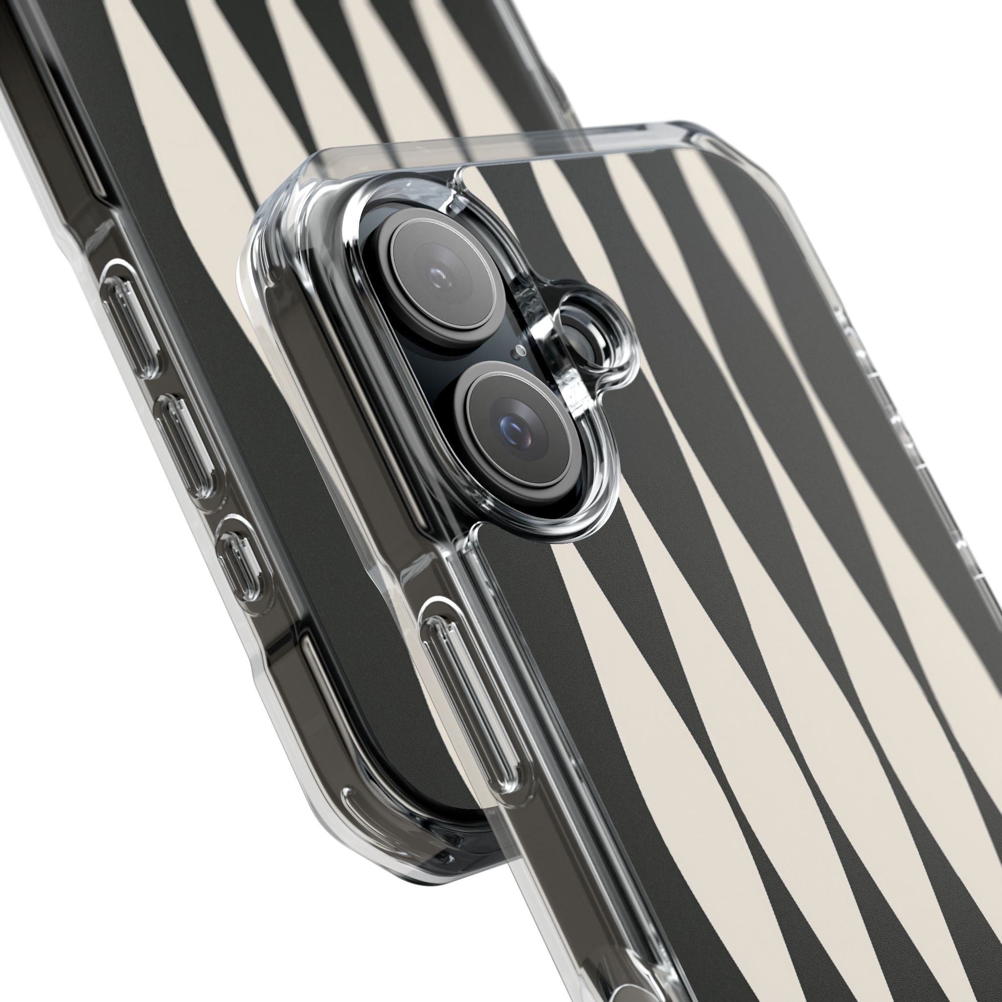 Black Impact MagSafe Phone Case for iPhone - Ivory Spindle Grid