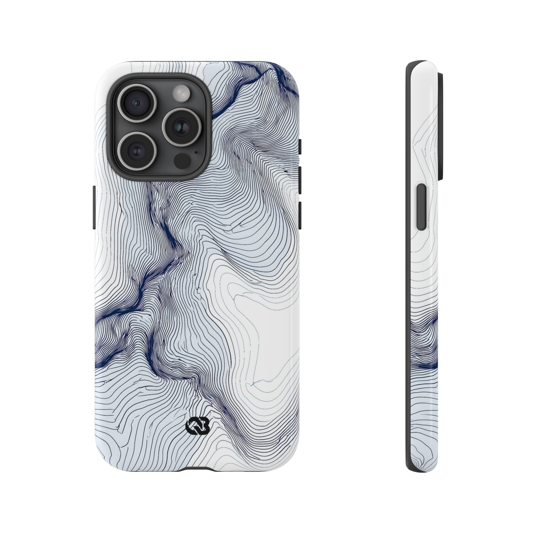 White Tough Phone Case for iPhone - Nordic Ridge Topo